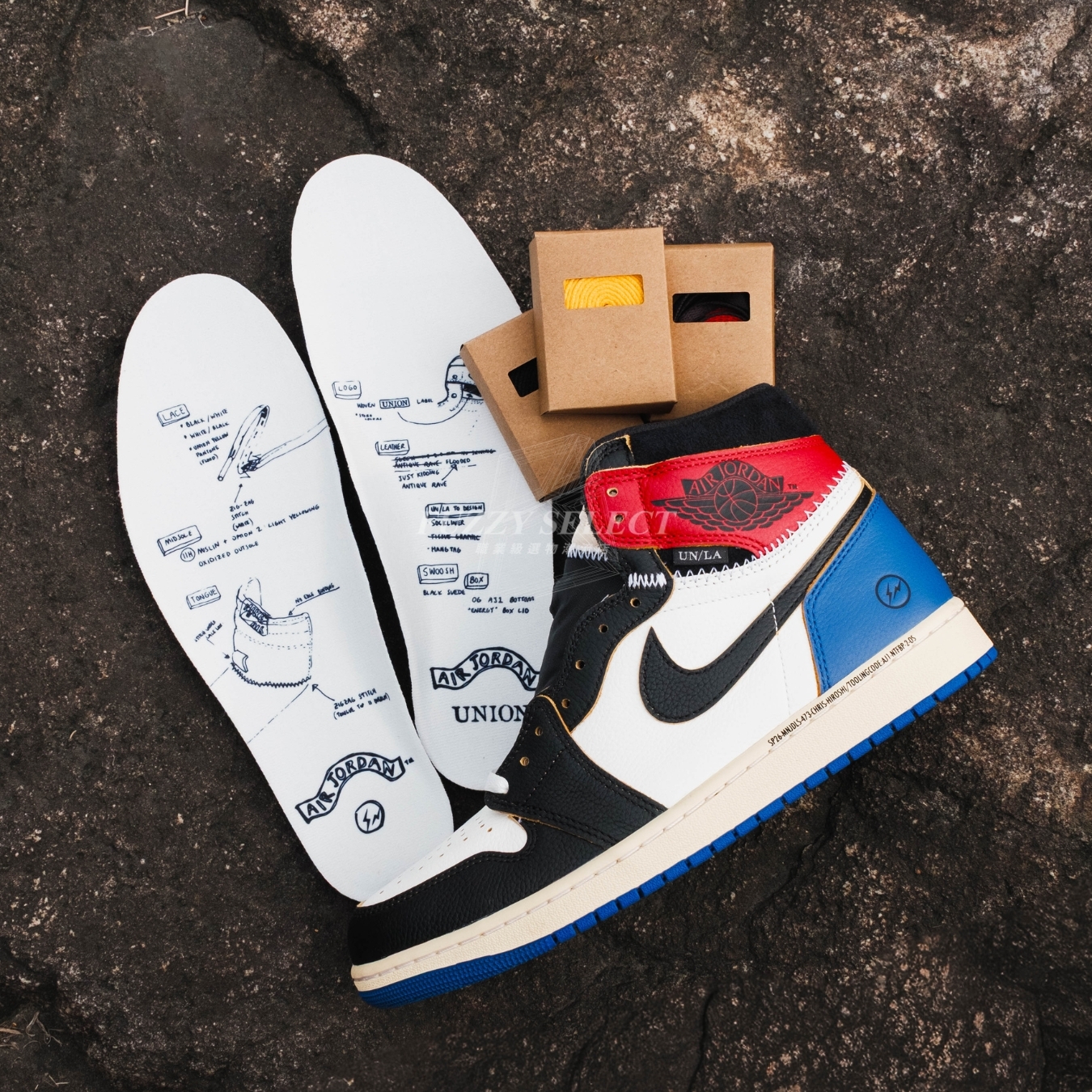 【逢甲FUZZY】Union×Fragment×AJ1 "Varsity Red" 藍黑紅 三方聯名 藤原浩 閃電 IO7847-002