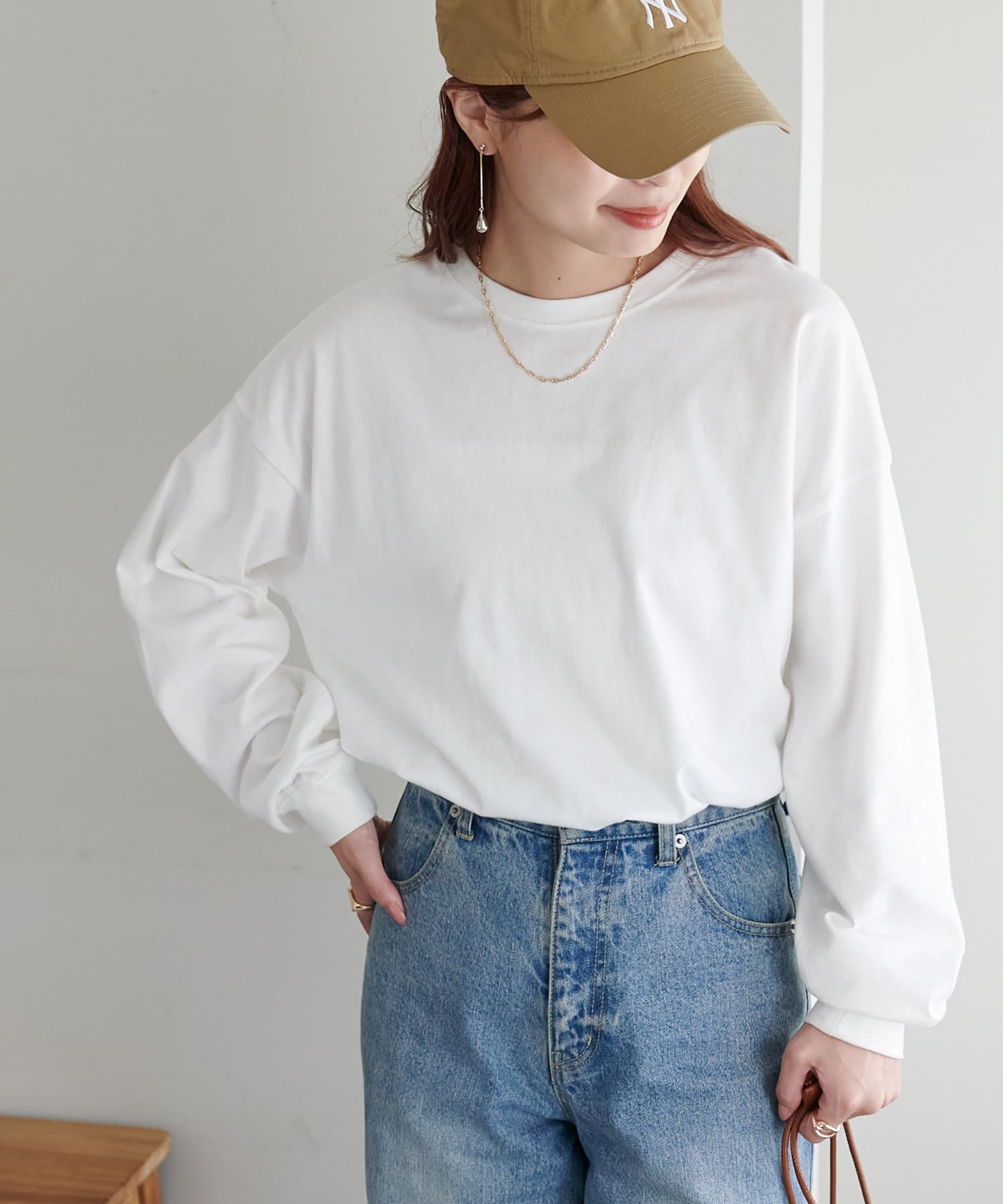 DISCOAT(ディスコート)  【21色展開/WEB限定】ボーダービッグロングTシャツ白（DCZ1032106A0033）