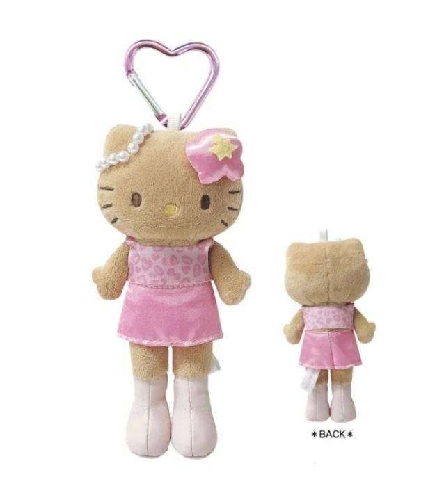 RE18 長腿Hello Kitty吊飾(黑皮粉紅豹紋)(4571542985637)