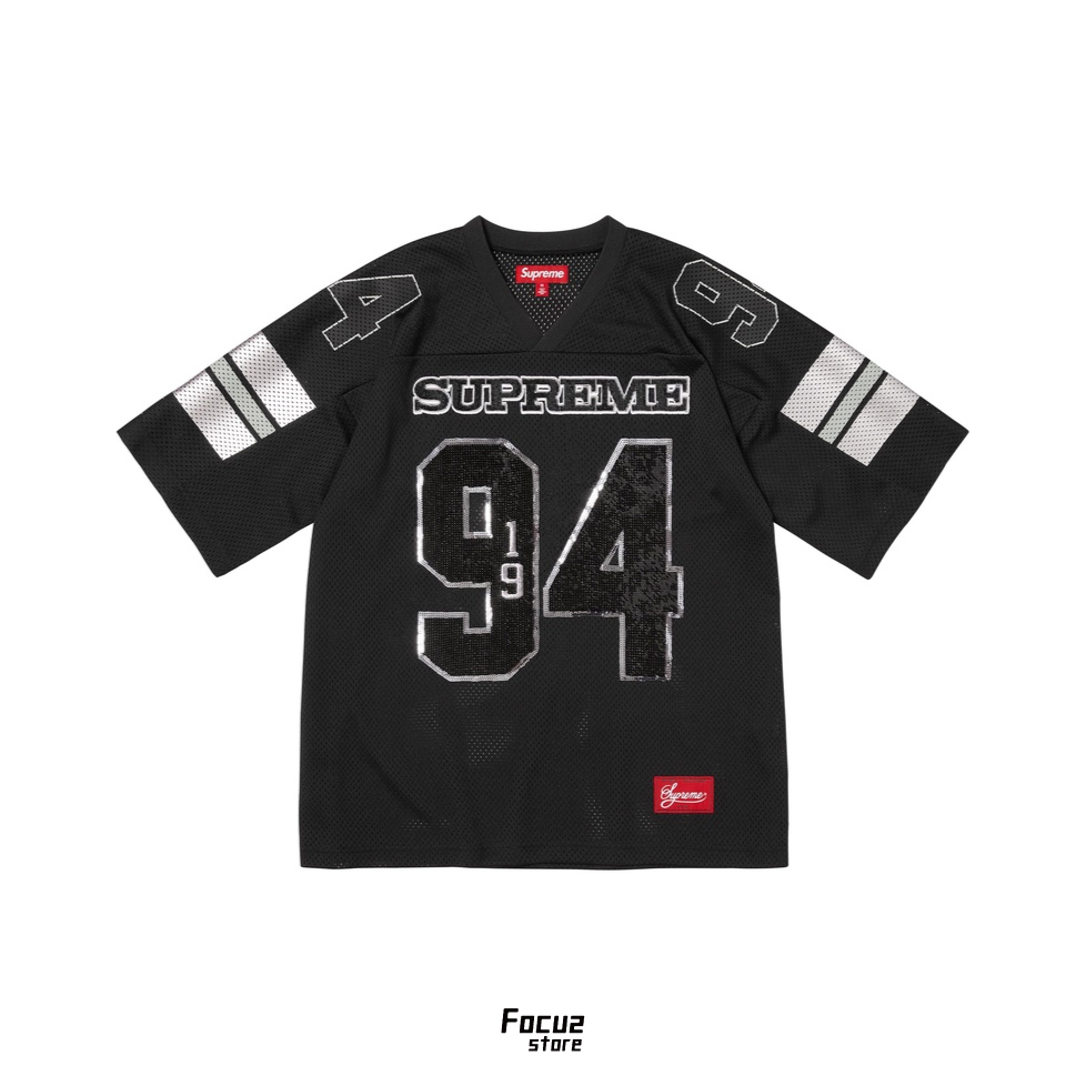 【Focus Store】現貨秒發 Supreme FW25 Week5 Sequin Football Jersey 黑色 亮片足球球衣