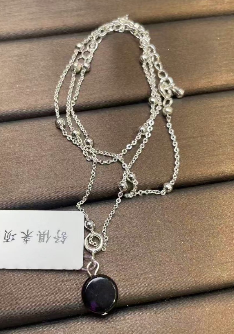 AB260304-S3-舒俱來皇家紫小圓餅項鏈8mm(一物一證書-美國證書)(預計4月中到貨)(只限尖沙咀門市自取不包郵)