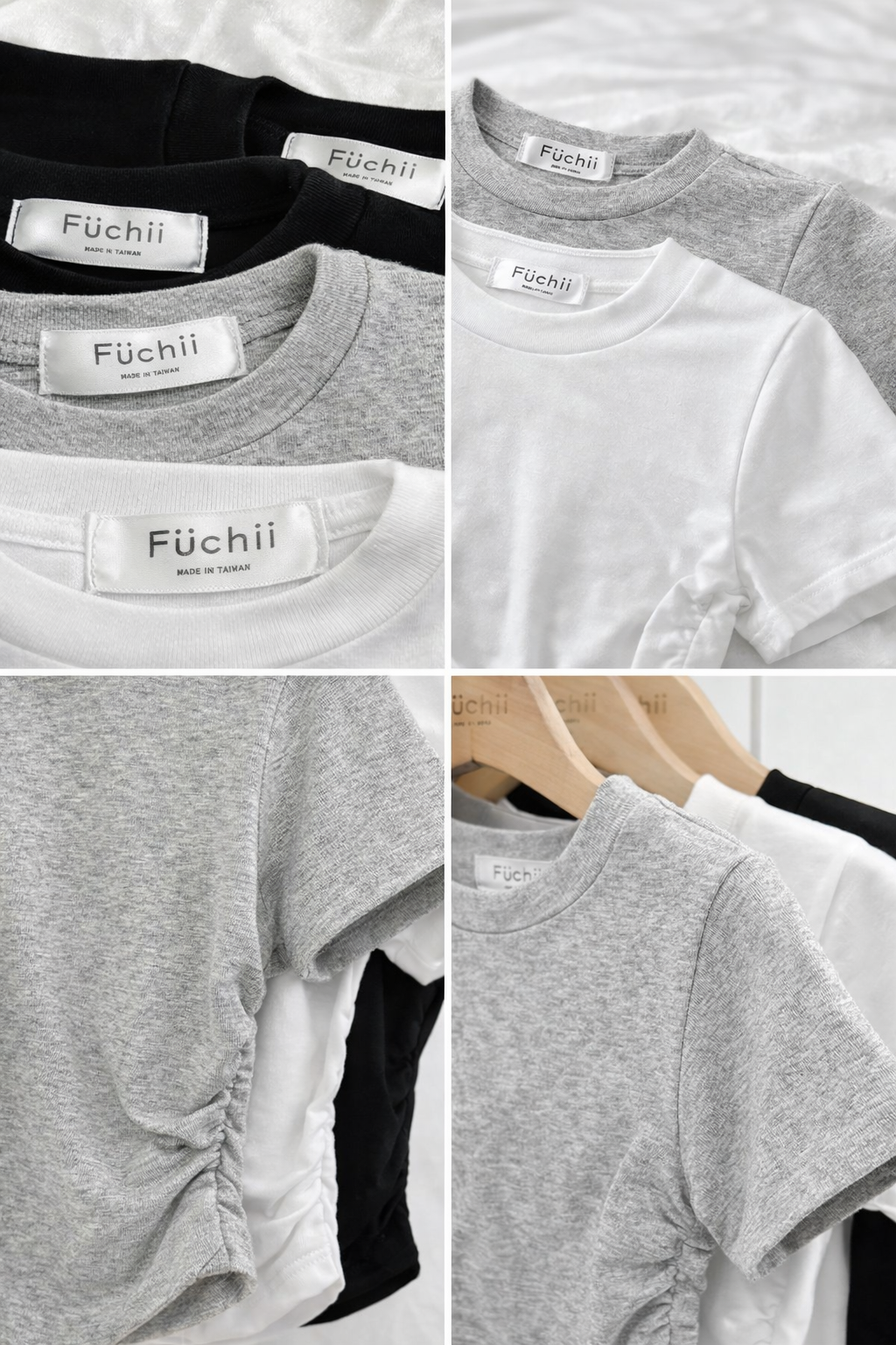 F02 品牌自訂 圓領/半高領側抓皺短袖上衣