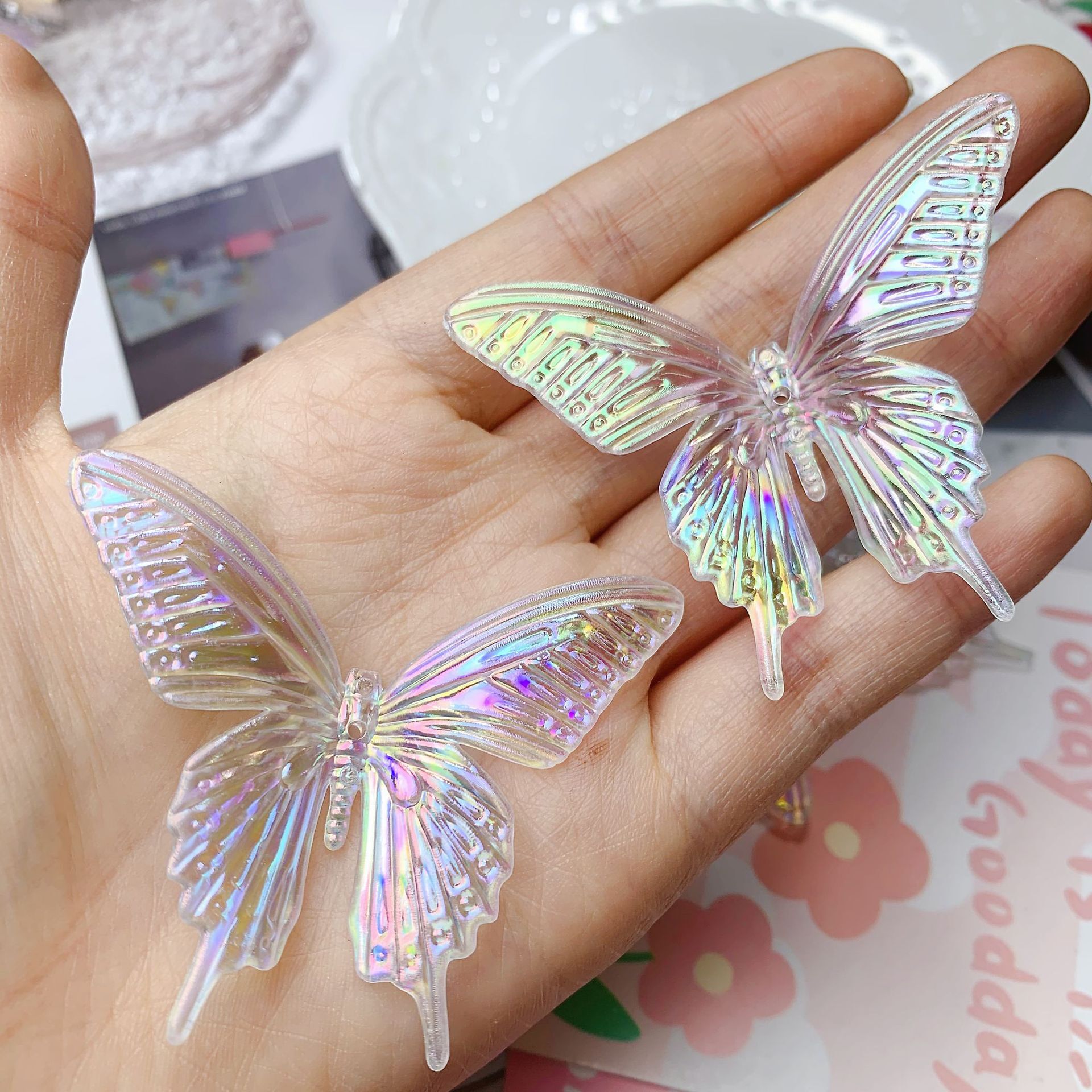 【台灣現貨速發】透激光蝴蝶 立體幻彩蝴蝶 蝴蝶 蛋糕裝飾 花藝裝飾