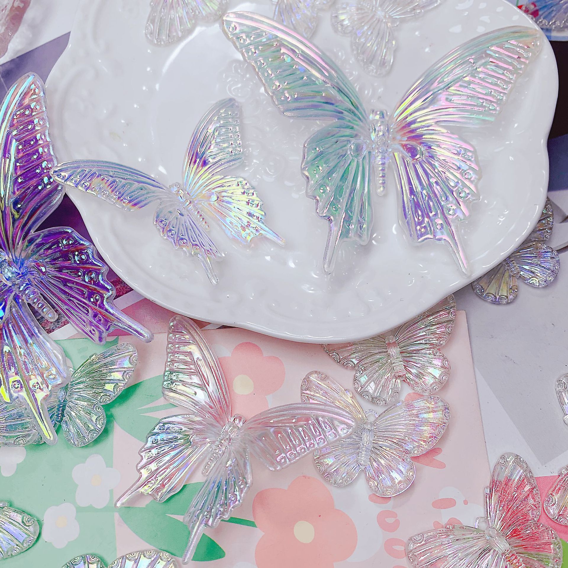 【台灣現貨速發】透激光蝴蝶 立體幻彩蝴蝶 蝴蝶 蛋糕裝飾 花藝裝飾