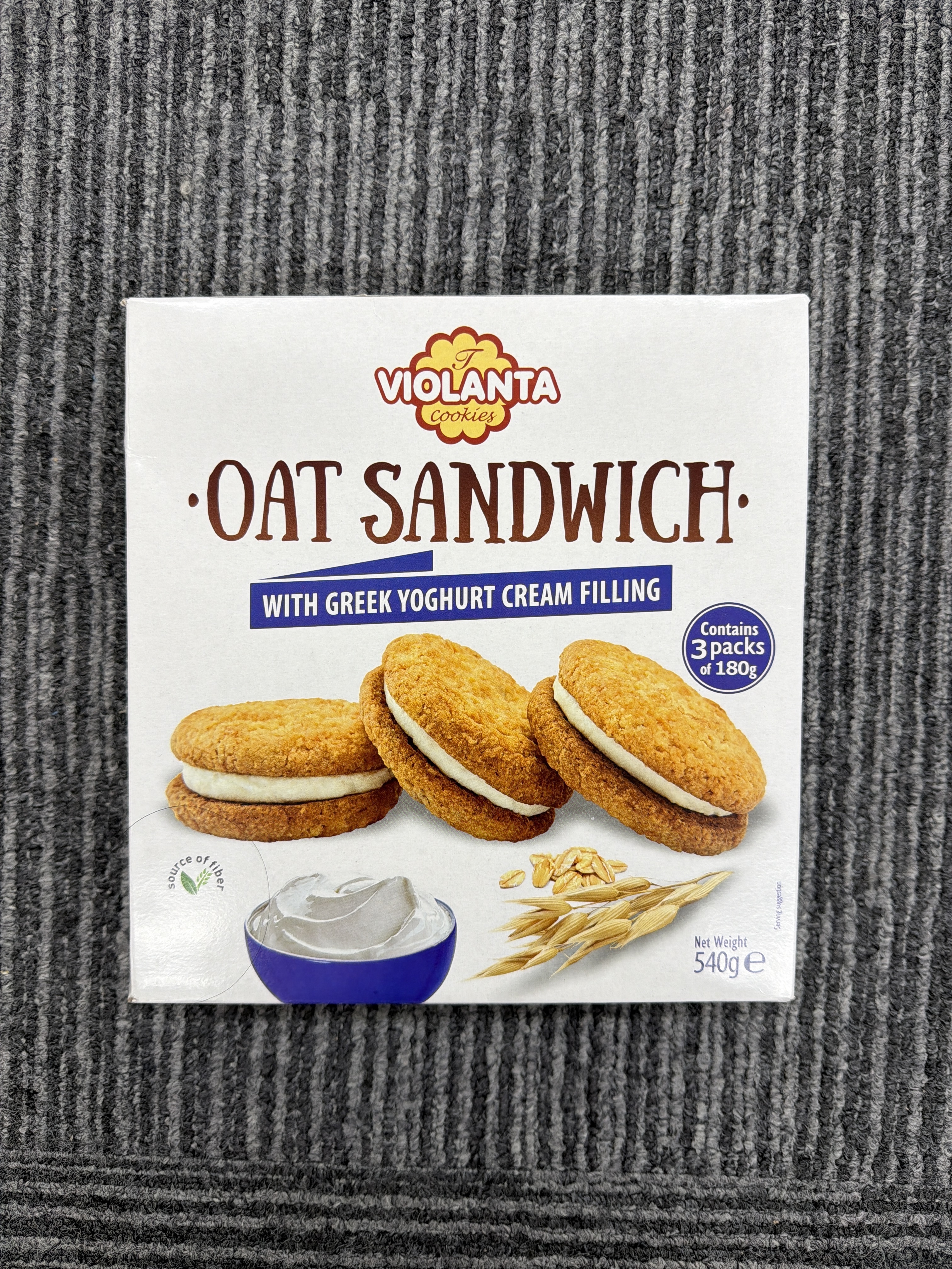 RE70 VIOLANTA OAT SANDWICH 希臘優格夾心燕麥餅 540g (180克X3包) **到期日: 2026/11 (5200100956428)
