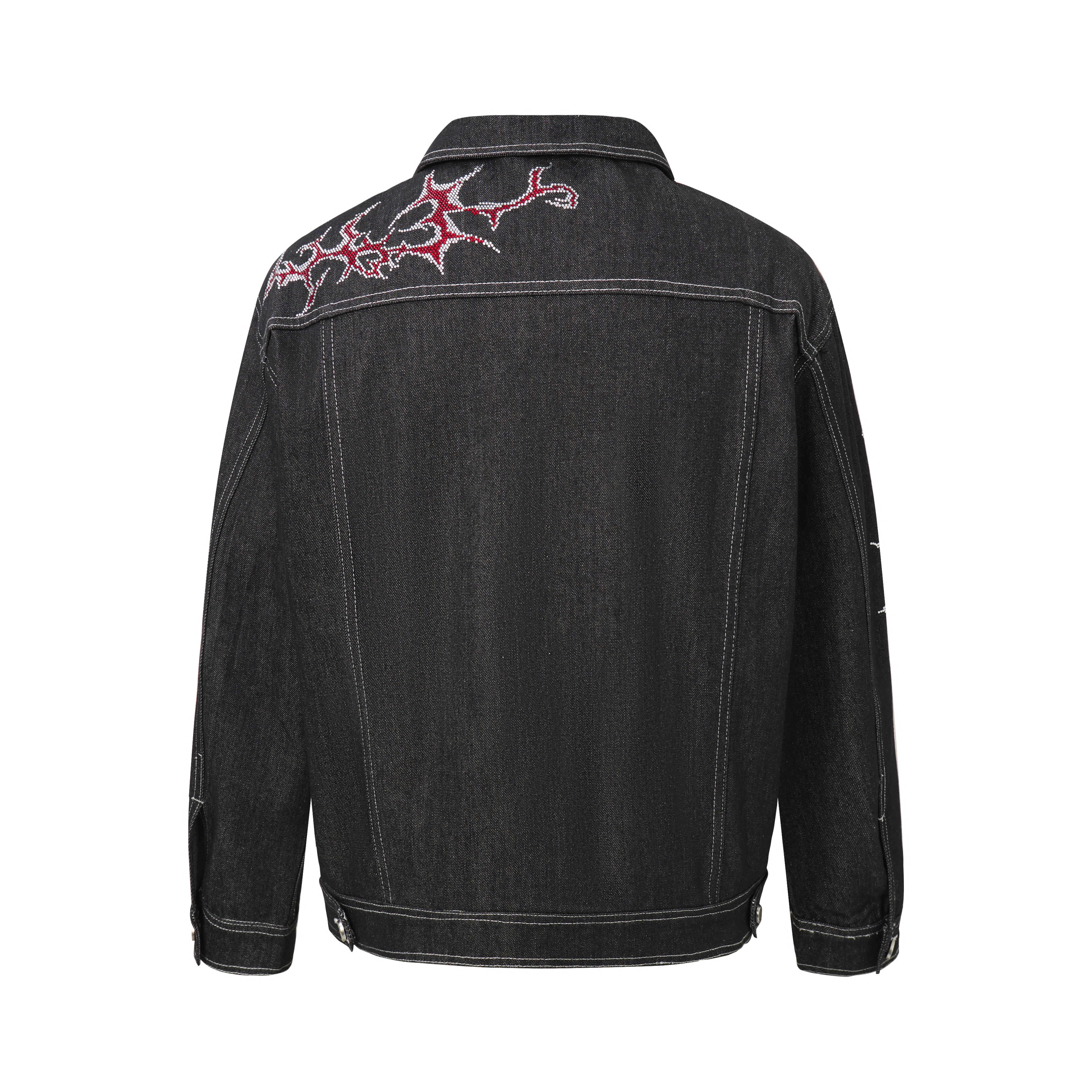 《S.V》紅烈焰水鑽牛仔夾克