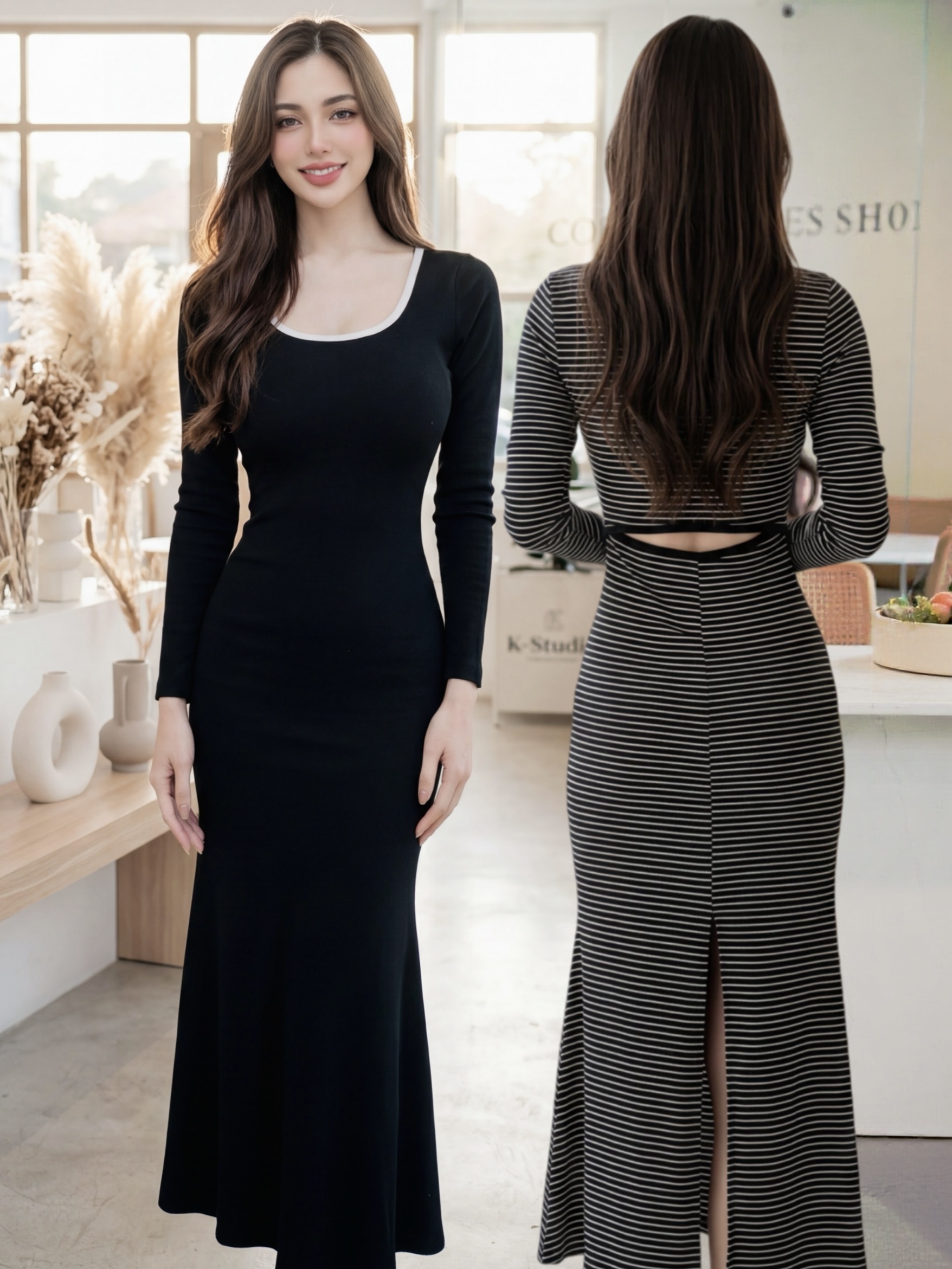 🤍後挖洞羅紋魚尾長洋裝（3色均碼）