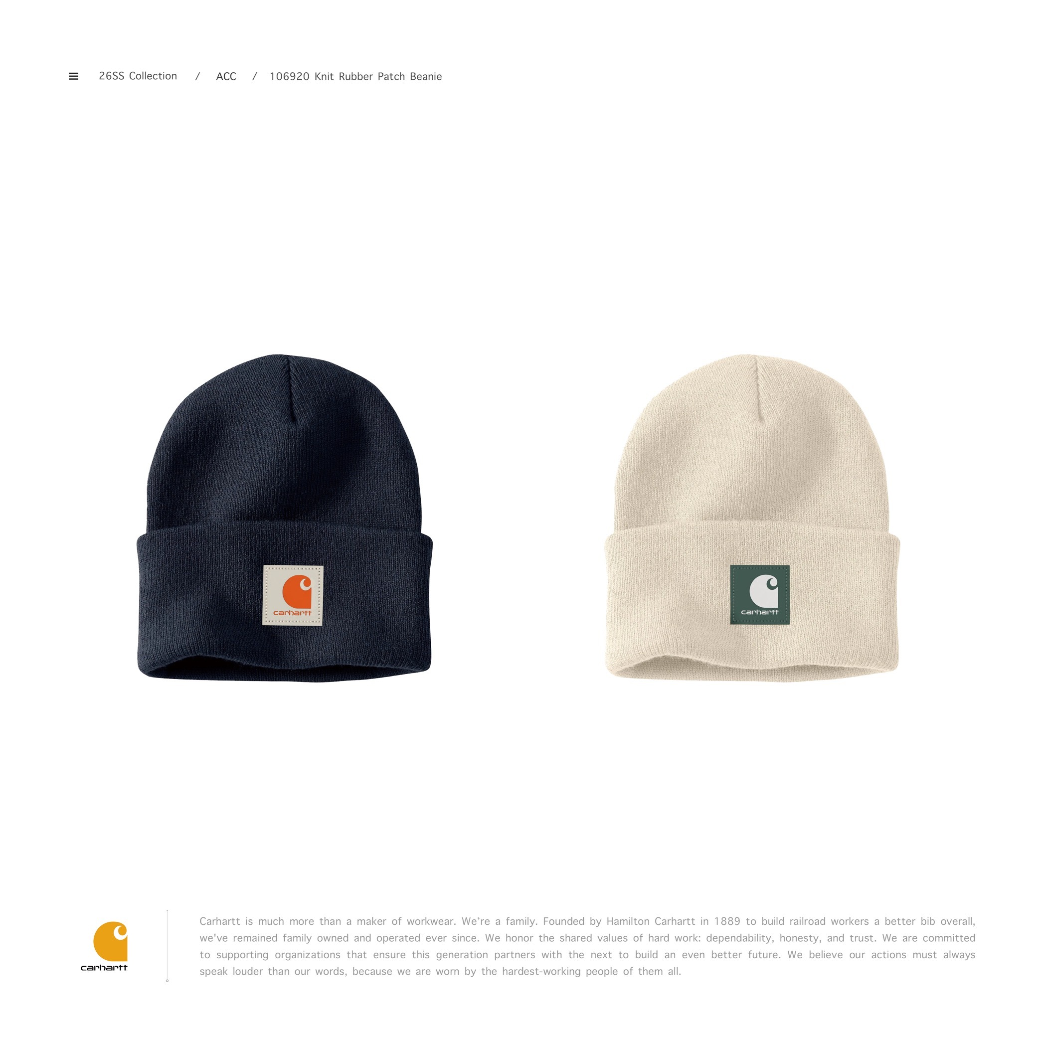 Carhartt - 106920 Knit Rubber Patch Beanie