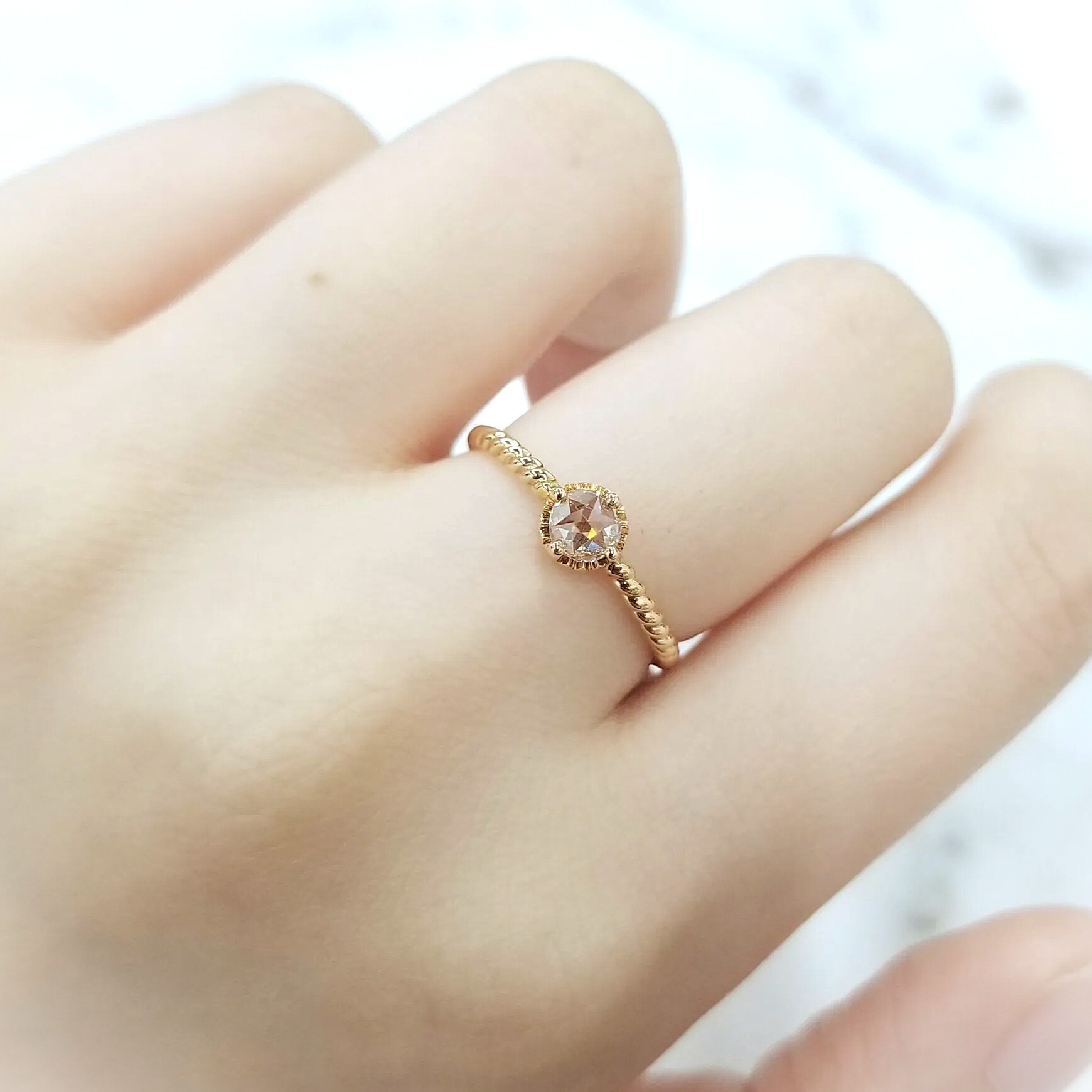 全新18K玫瑰金【單粒23份鑽石】4爪戒指