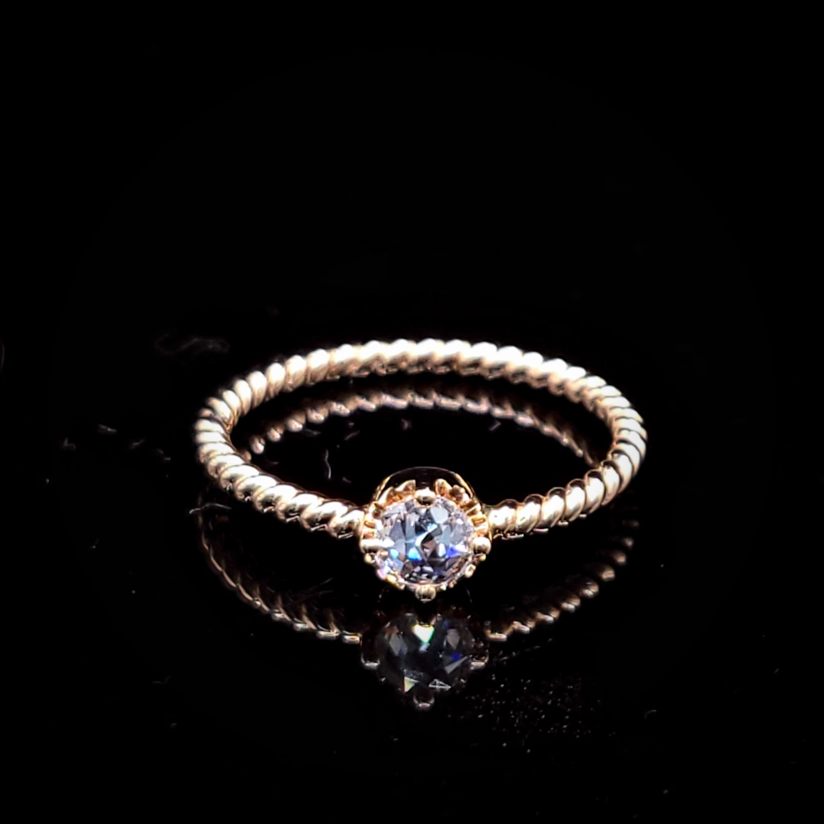 全新18K玫瑰金【單粒23份鑽石】4爪戒指