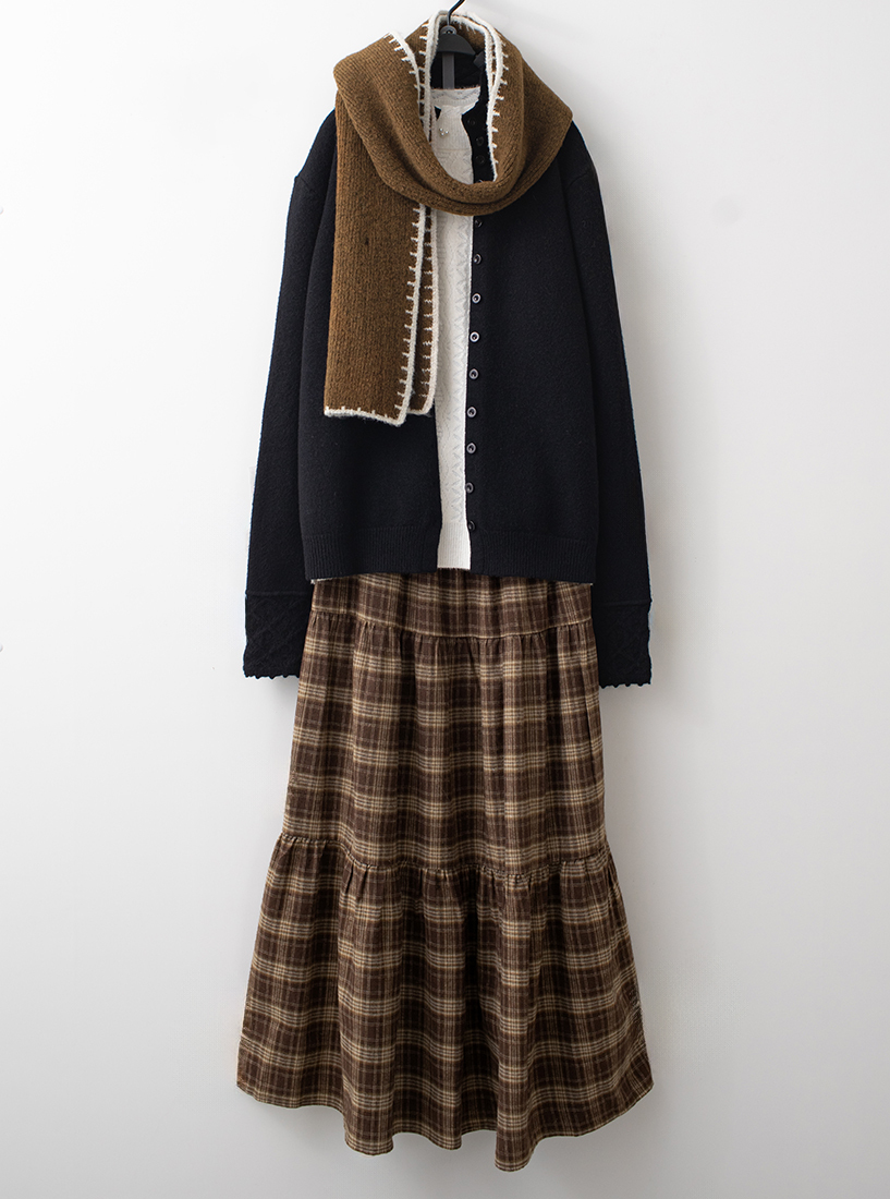 鏤空蕾絲針織外套絨毛緹花上衣法蘭絨長裙