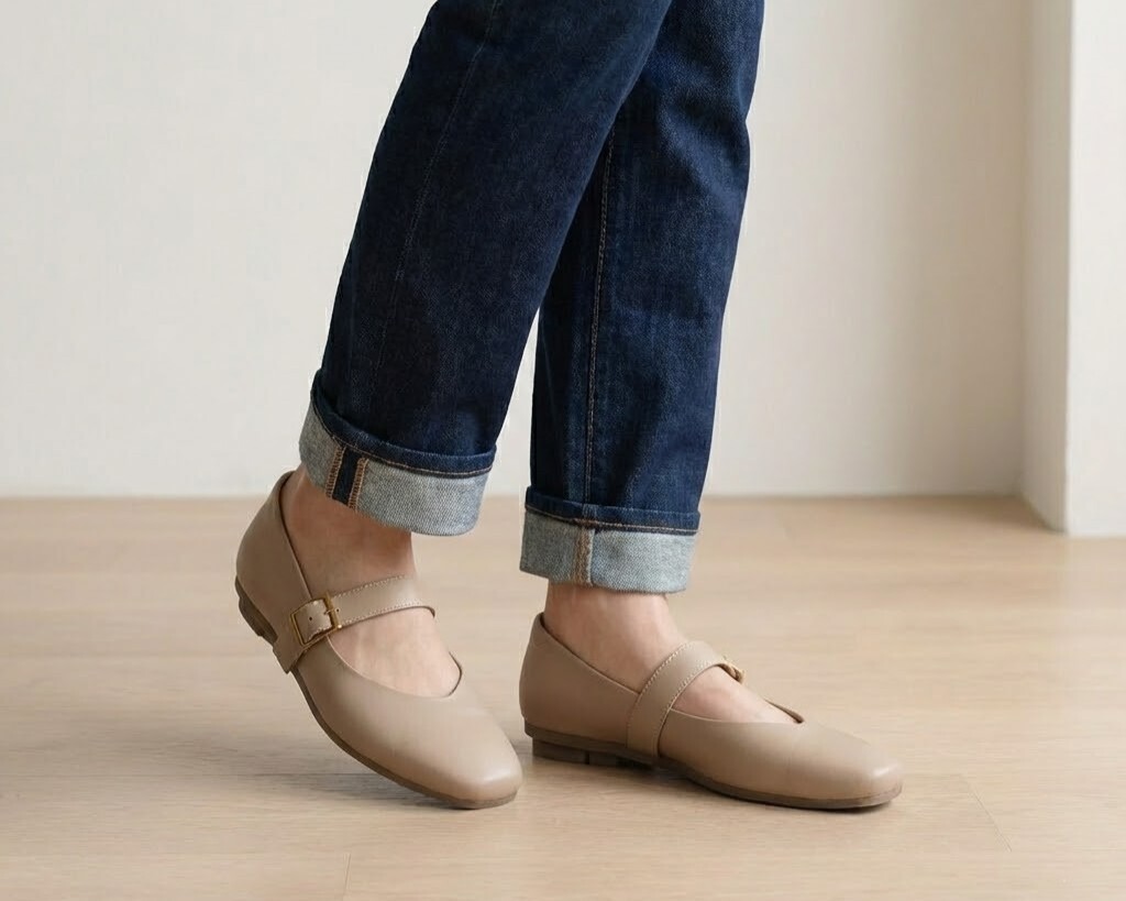 Sanly Joy 愛麗絲超軟真皮瑪莉珍鞋穿搭,打破傳統瑪莉珍鞋磨腳魔咒,兼具法式復古優雅與極致舒適的百搭女鞋。