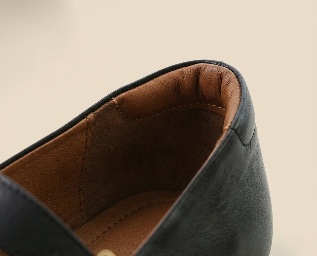 愛麗絲瑪莉珍鞋防磨腳細節設計,後跟加厚軟墊溫柔包覆,搭配可調節繫帶,友善高腳背與肉肉腳,給予零死角的舒適體驗。