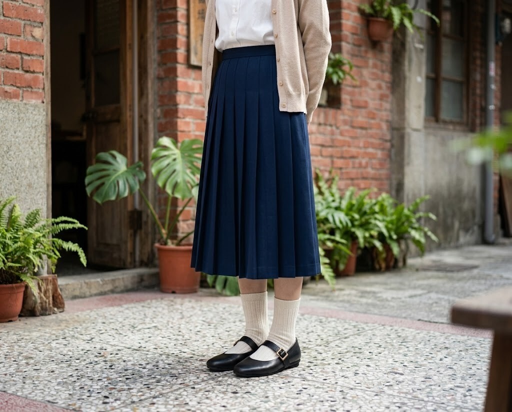 瑪莉珍鞋搭配白襪教學，黑色愛麗絲真皮瑪莉珍鞋加上中筒白襪，輕鬆打造日系復古學院風，微方圓楦頭設計穿襪子也不擠腳。