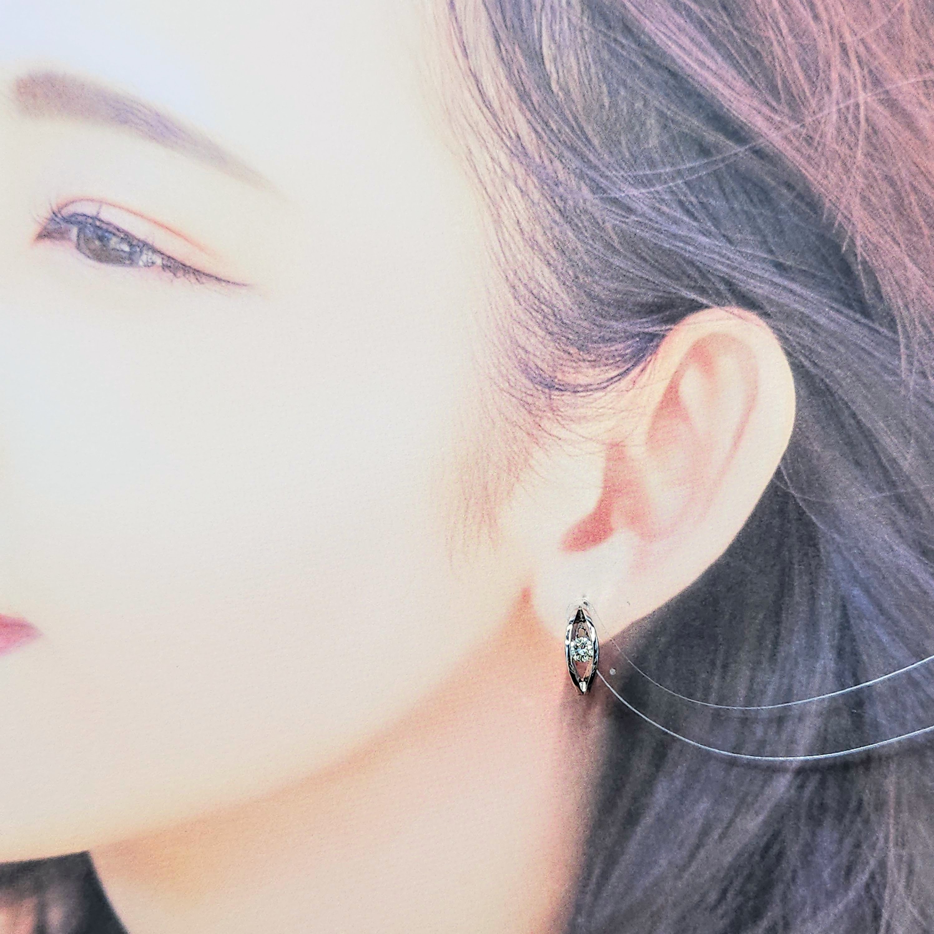 全新18K白金【主石41份鑽石】圈耳環