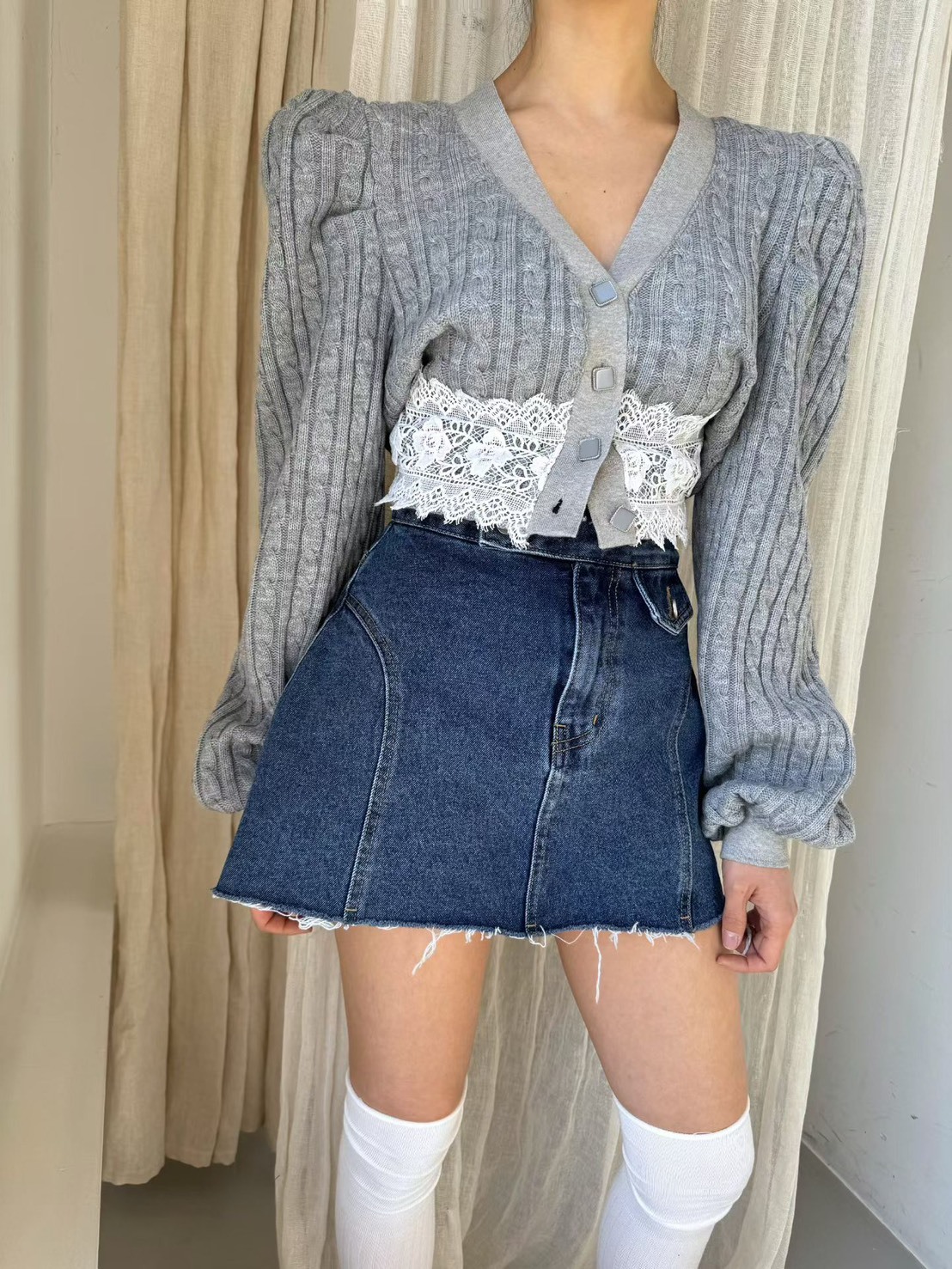 寬側釦牛仔短裙(內安全褲)