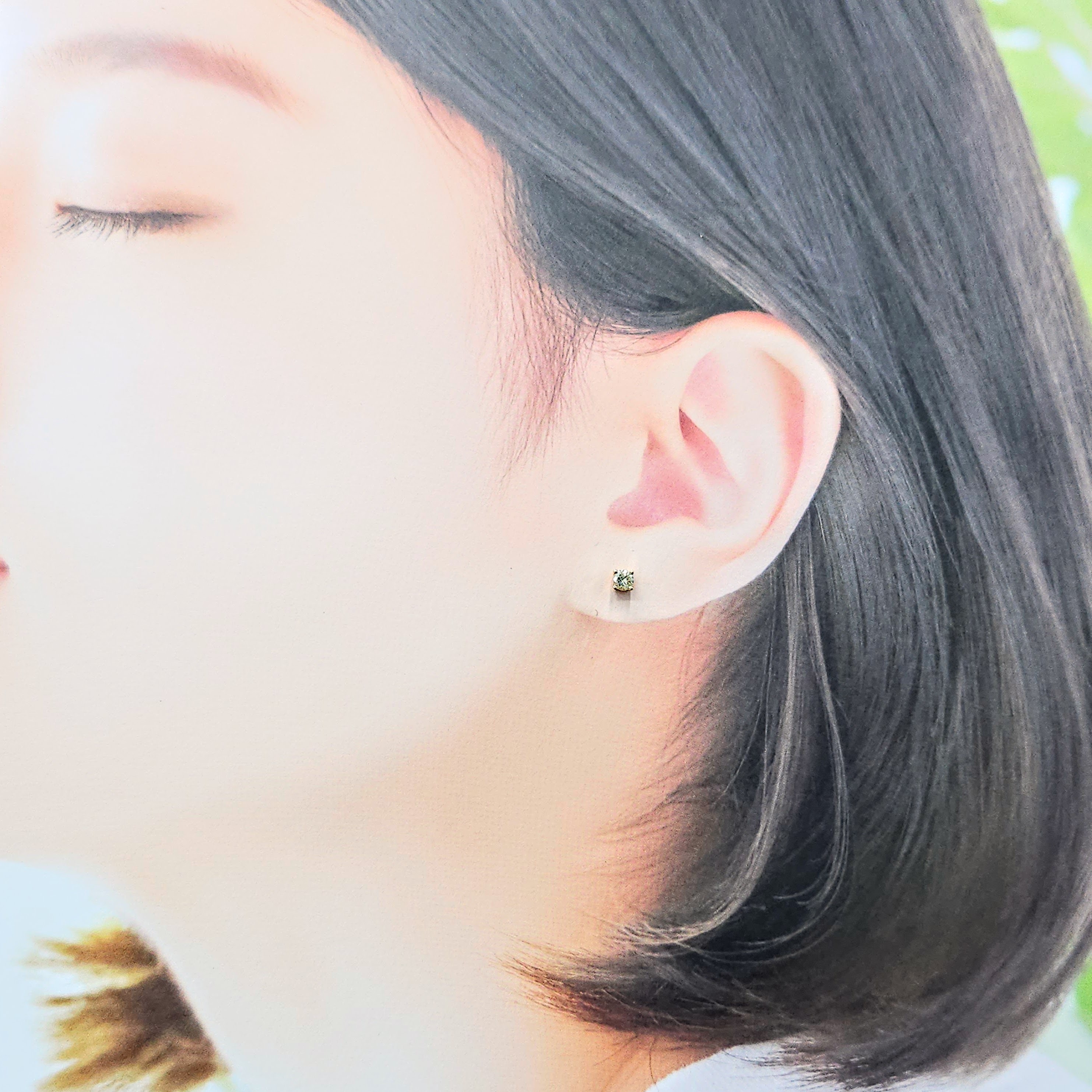 全新18K玫瑰金【主石31份鑽石】4爪耳環