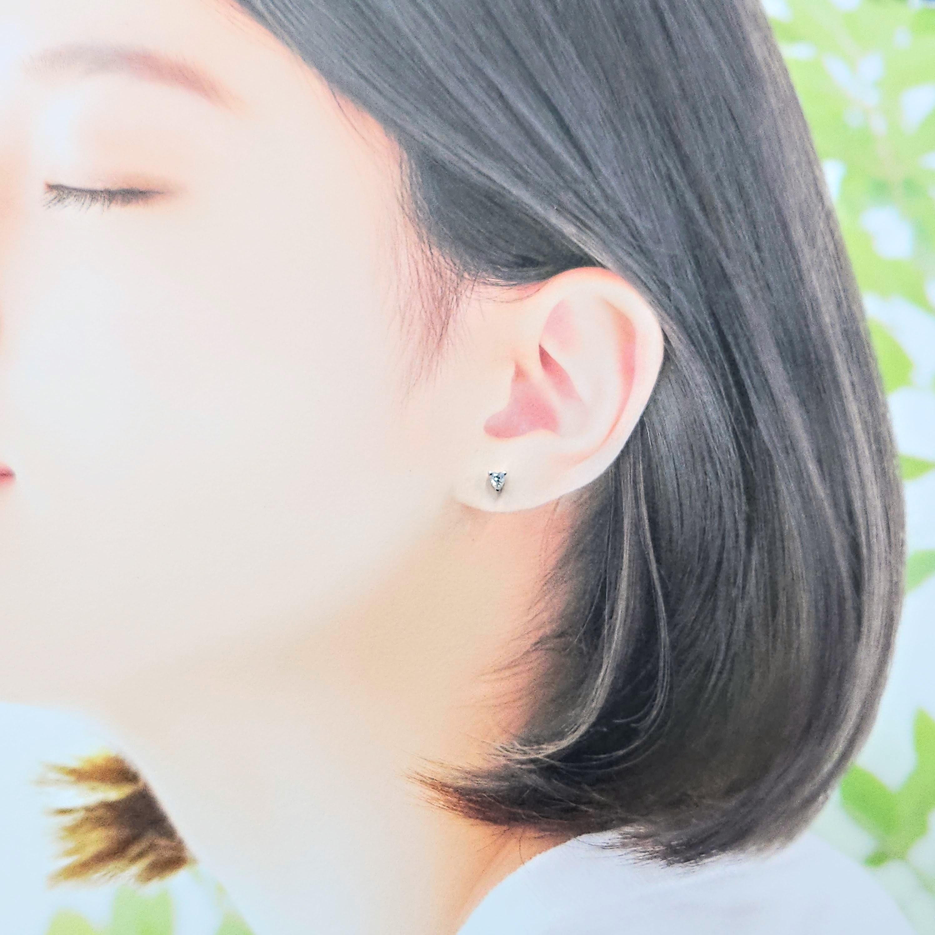 全新18K白金【主石35份心形鑽石】耳環