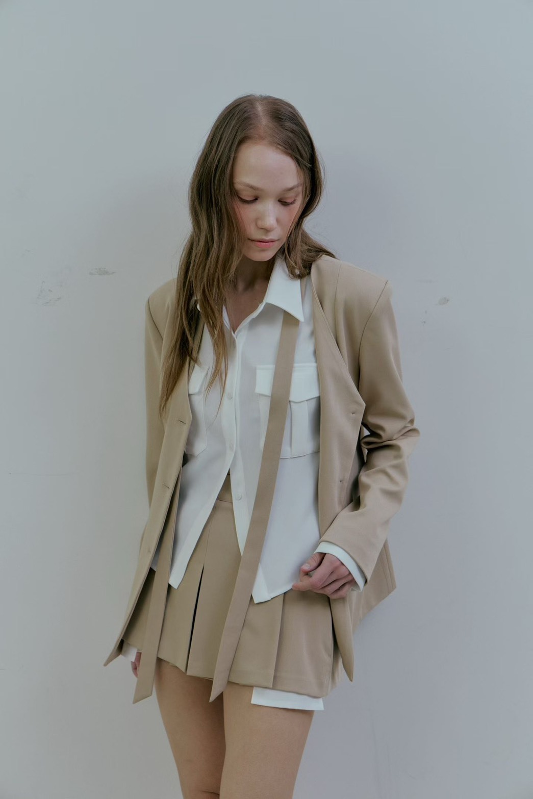 白裏西裝短褲裙