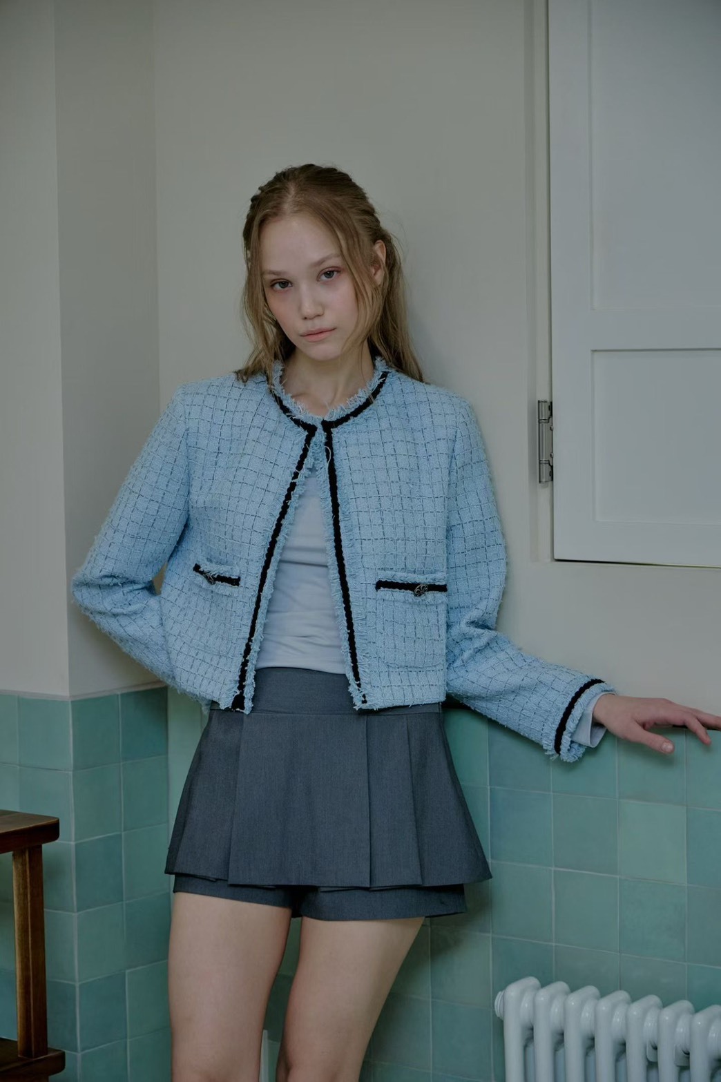 寬折西裝層次褲裙