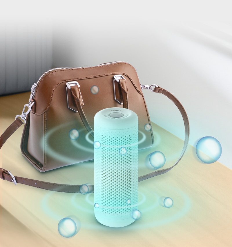 德國寶物理環保除濕器圓柱型機身360°環迴吸濕示意