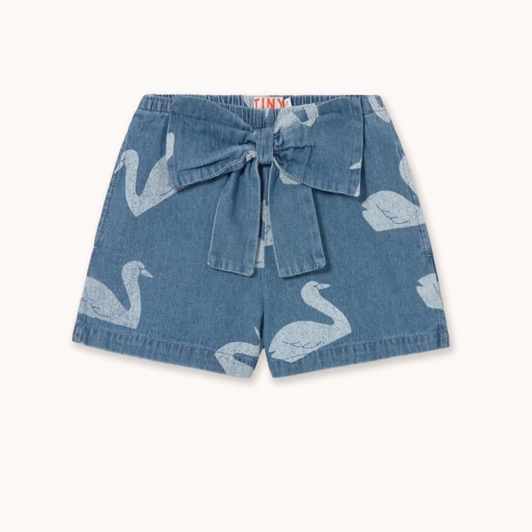 （預購）TINYCOTTONS 天鵝大蝴蝶結牛仔短褲 Big Swans Shorts