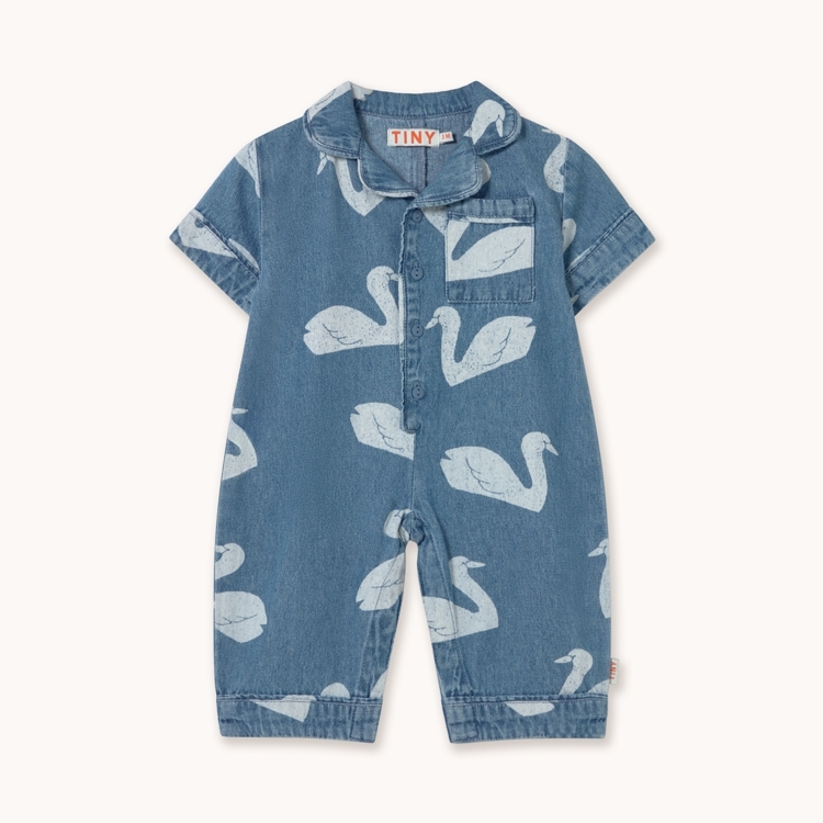 （預購）TINYCOTTONS 滿滿天鵝牛仔連身褲 BIG SWANS BABY ONE-PIECE