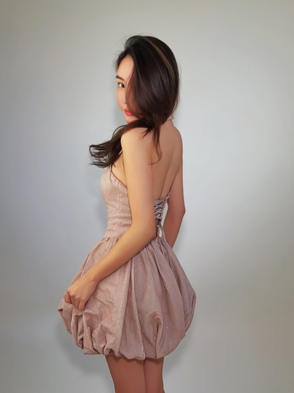 Twinkle Rose 閃耀玫瑰 繞脖綁帶蓬蓬洋裝