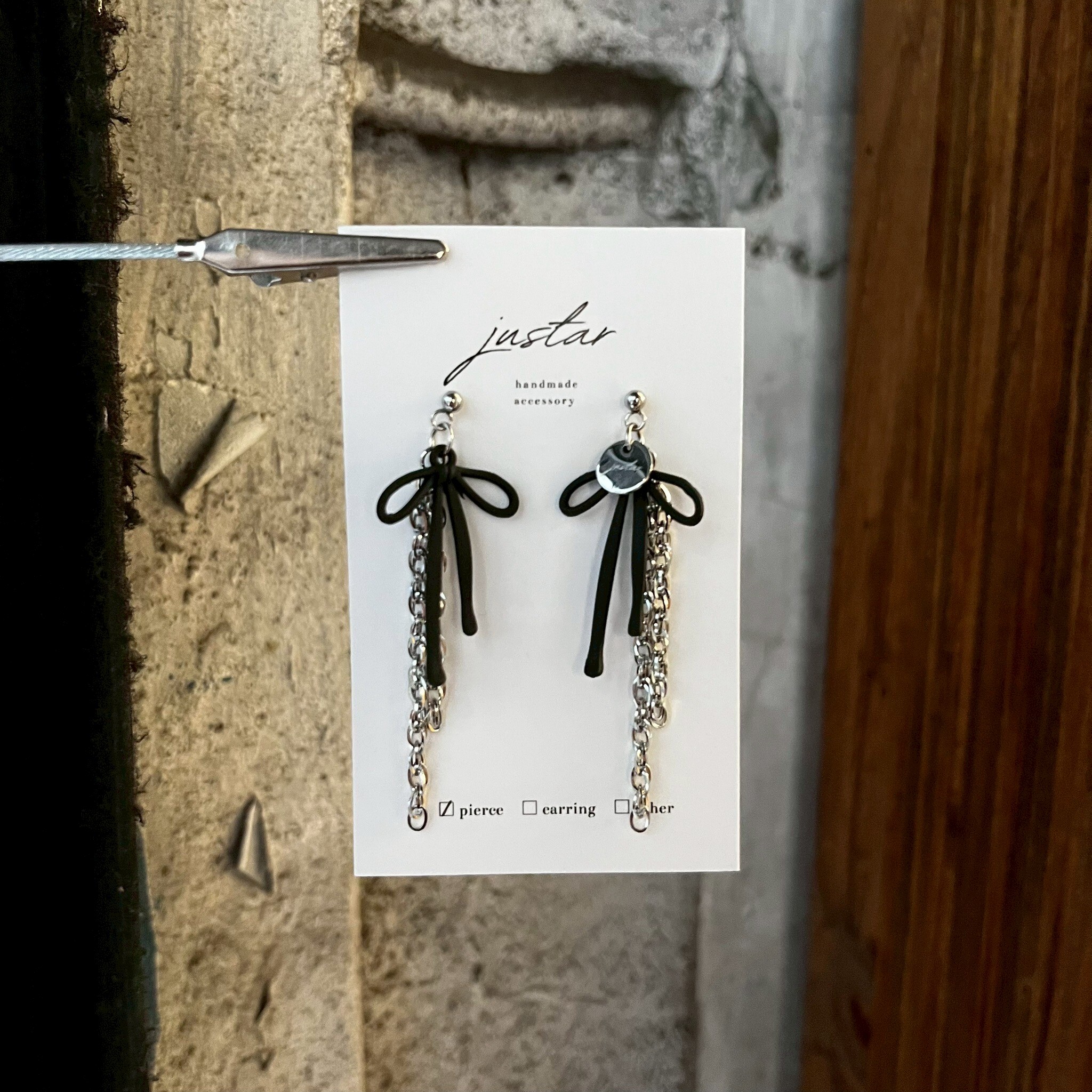 [justar] black ribbon 耳環|NO.95|耳針