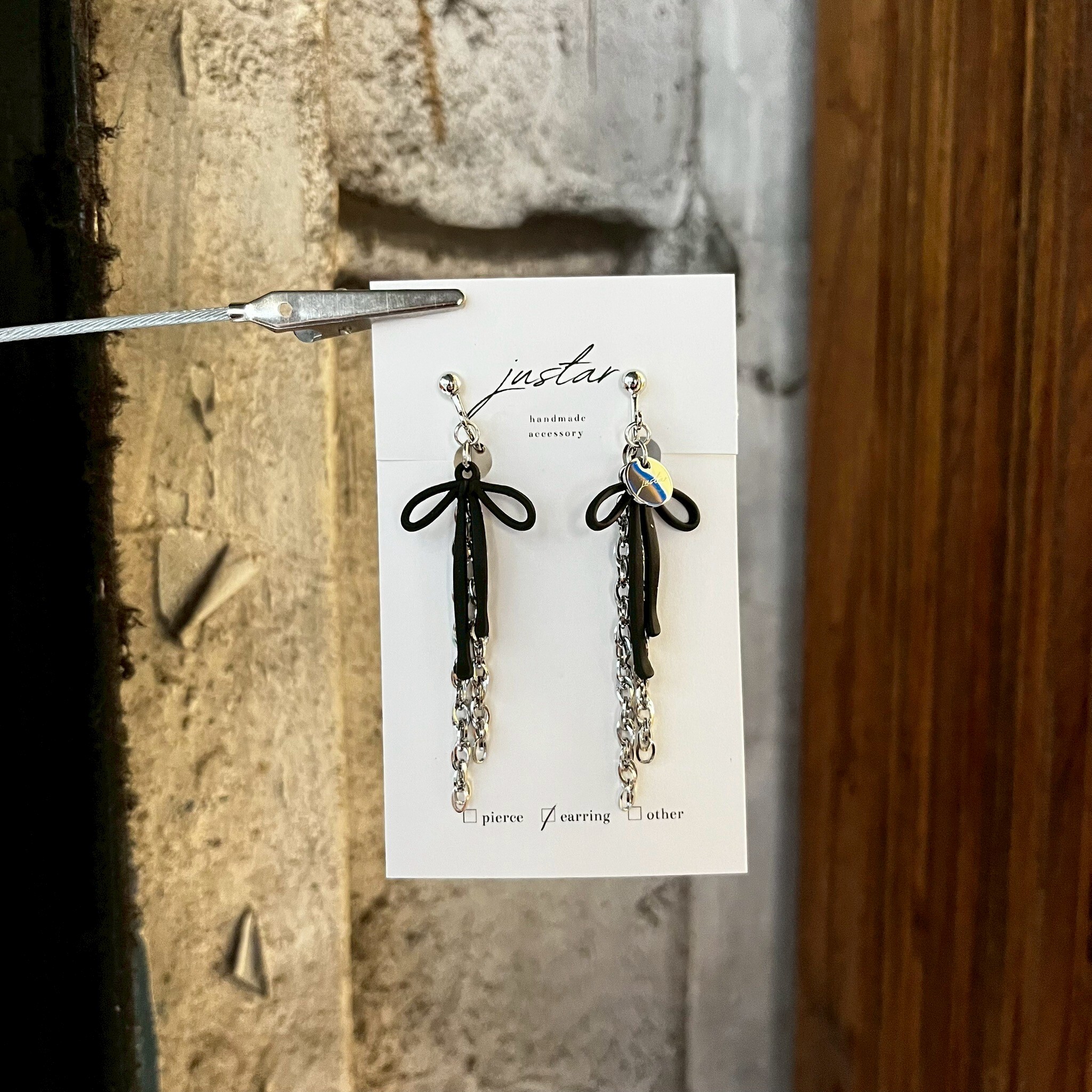 [justar] black ribbon 耳環|NO.95|耳夾