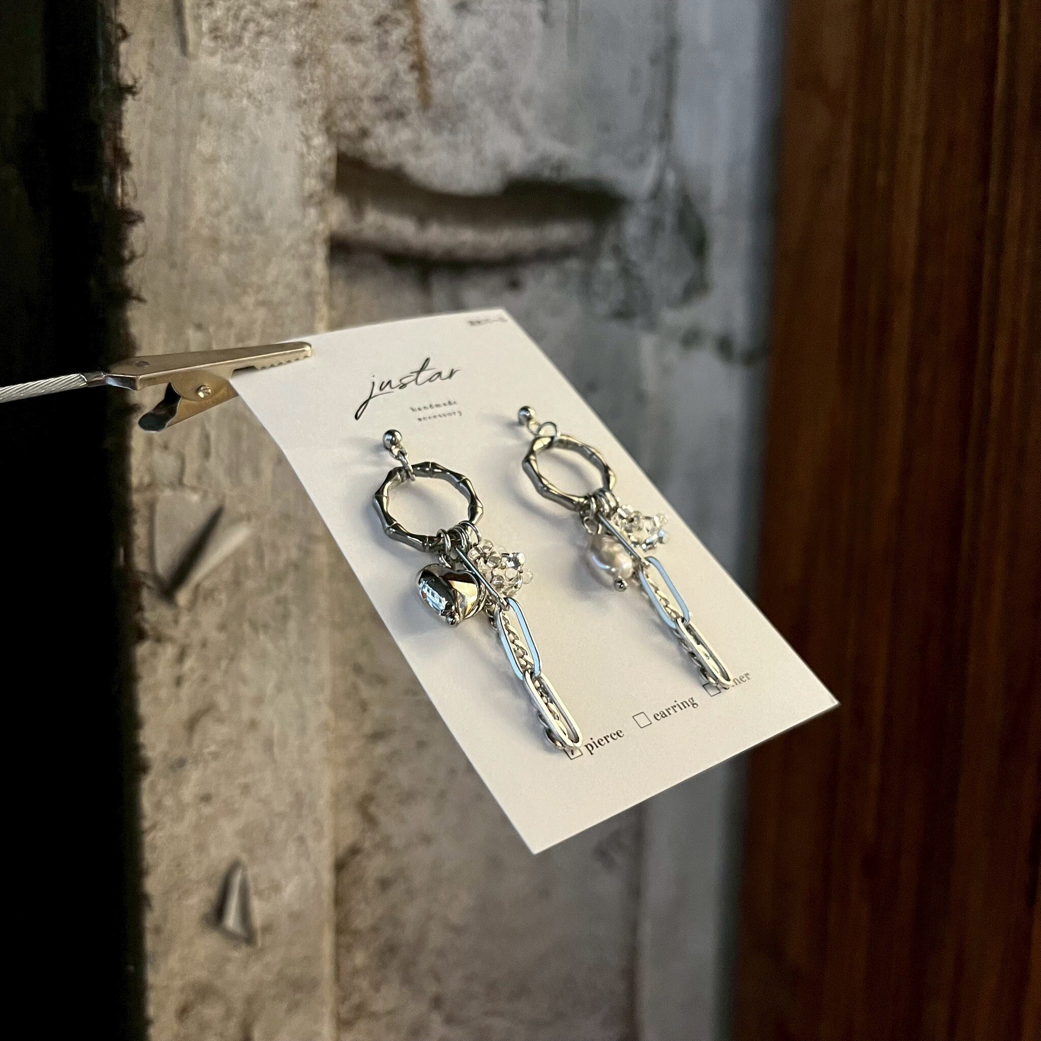 [justar] heart/pearl 耳環|銀|NO.101|耳針