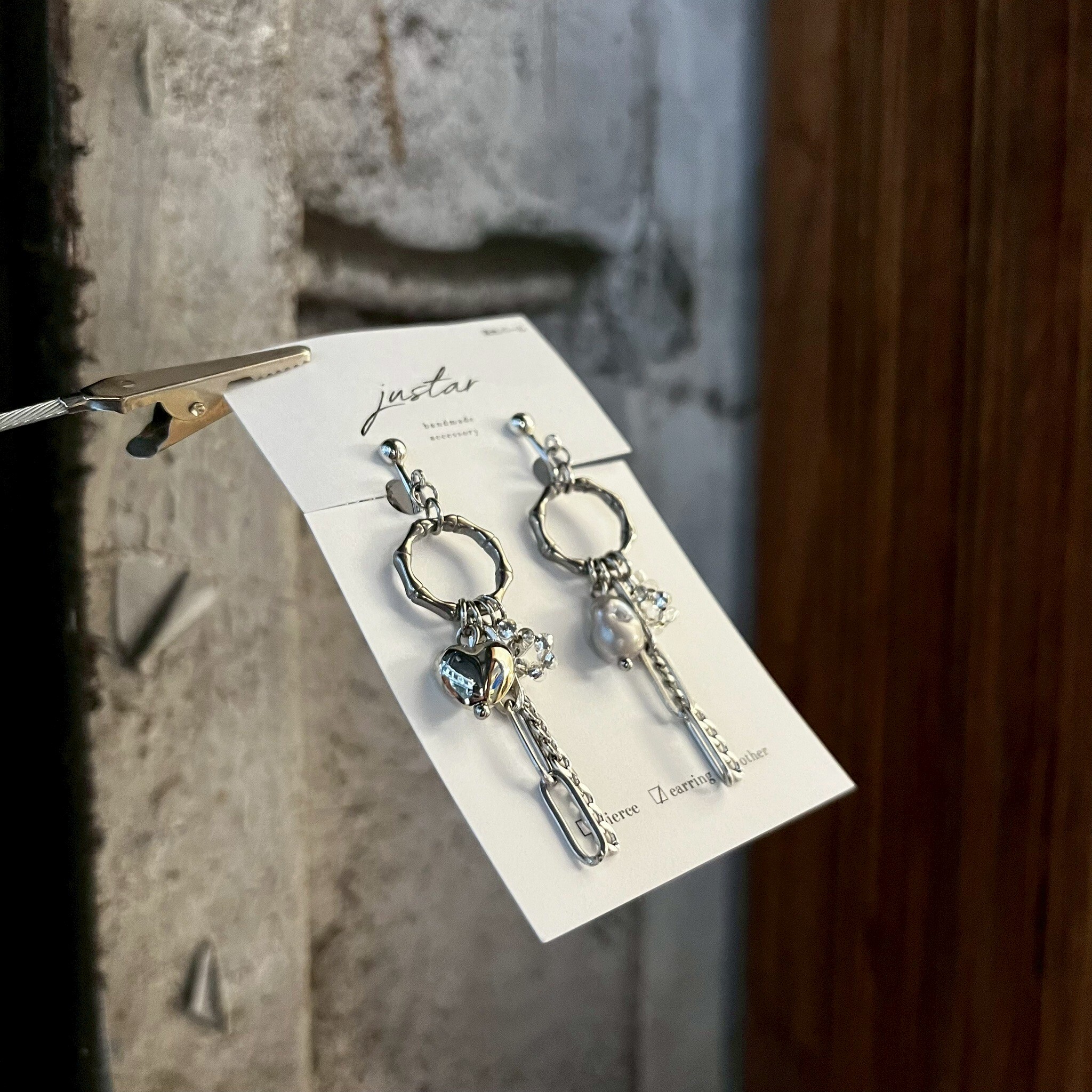 [justar] heart/pearl 耳環|銀|NO.101|耳夾