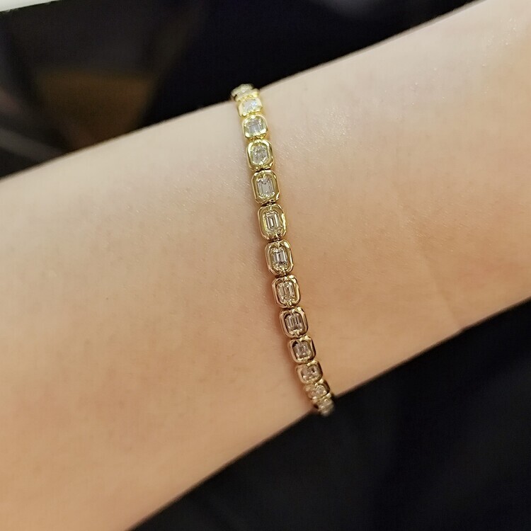 包邊鑲祖母綠切割鑽石渾身手鏈