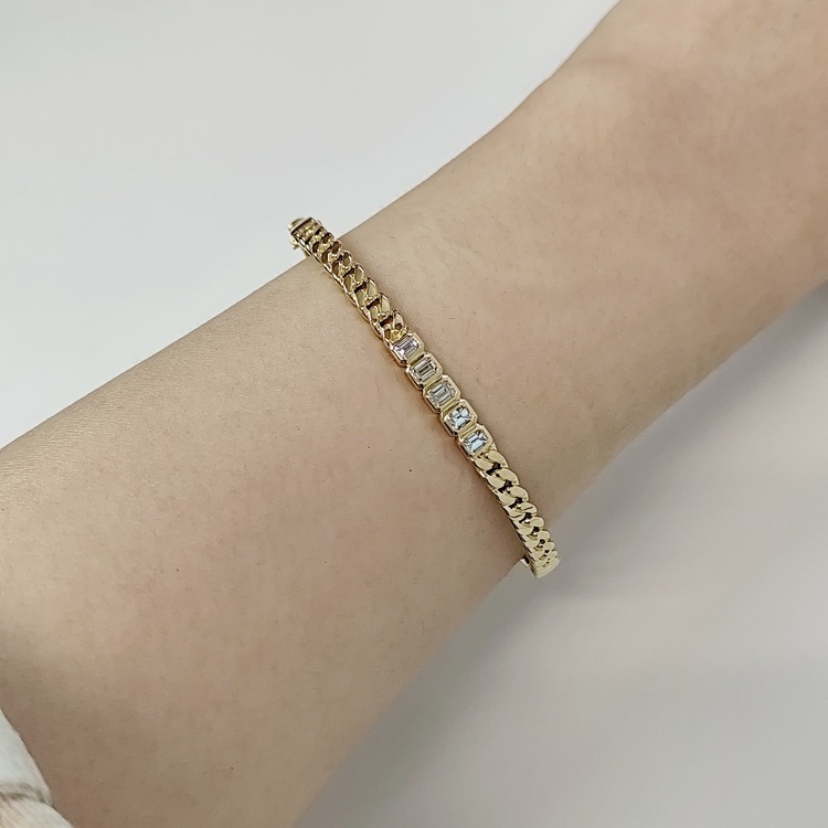 祖母綠切割鑽石手鐲