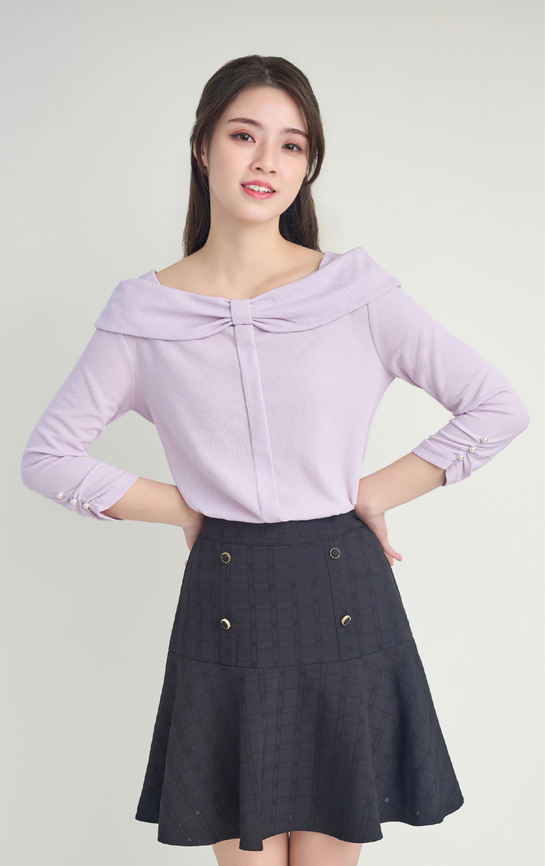 蝴蝶結領針織上衣 ST0890