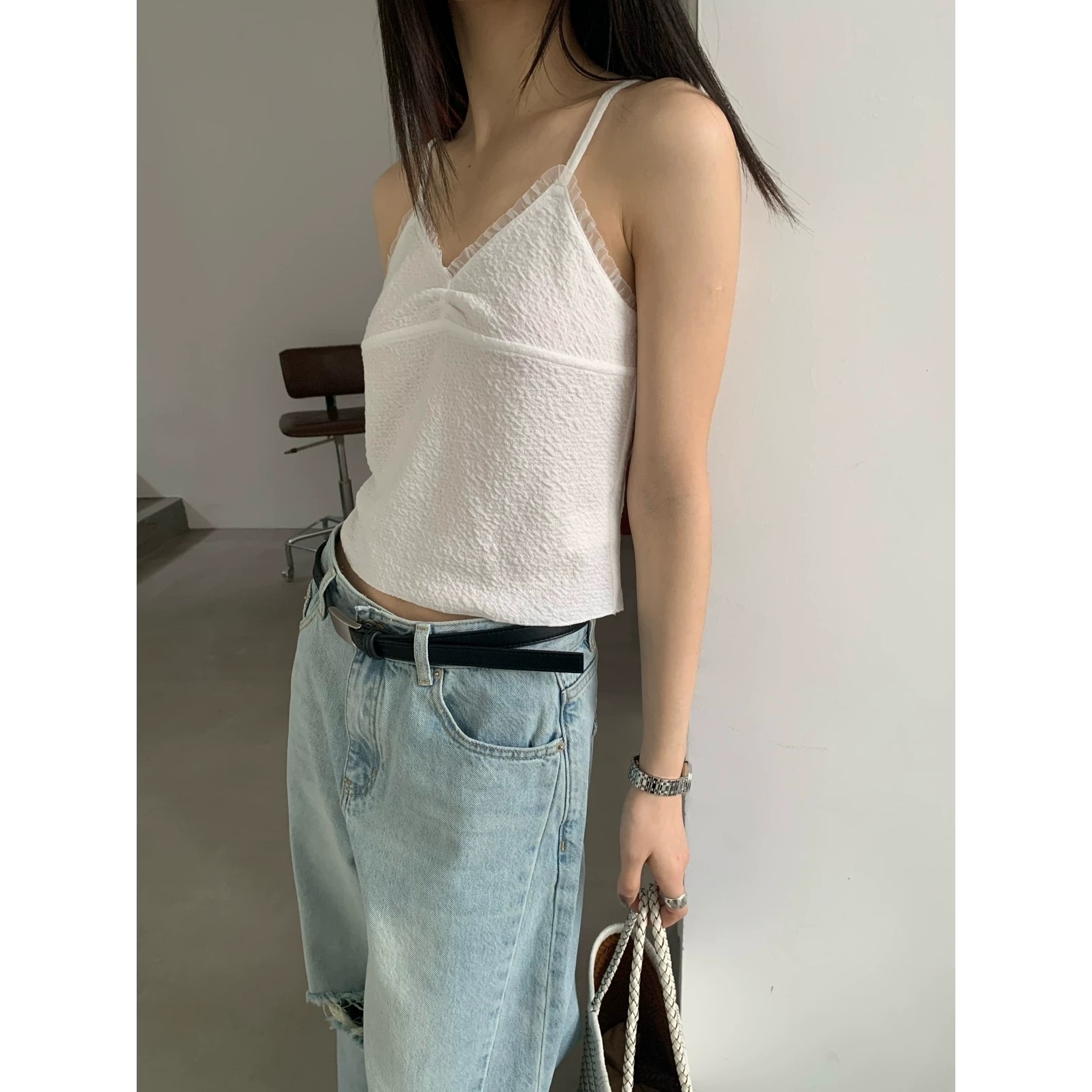 613 木耳邊蕾絲背心