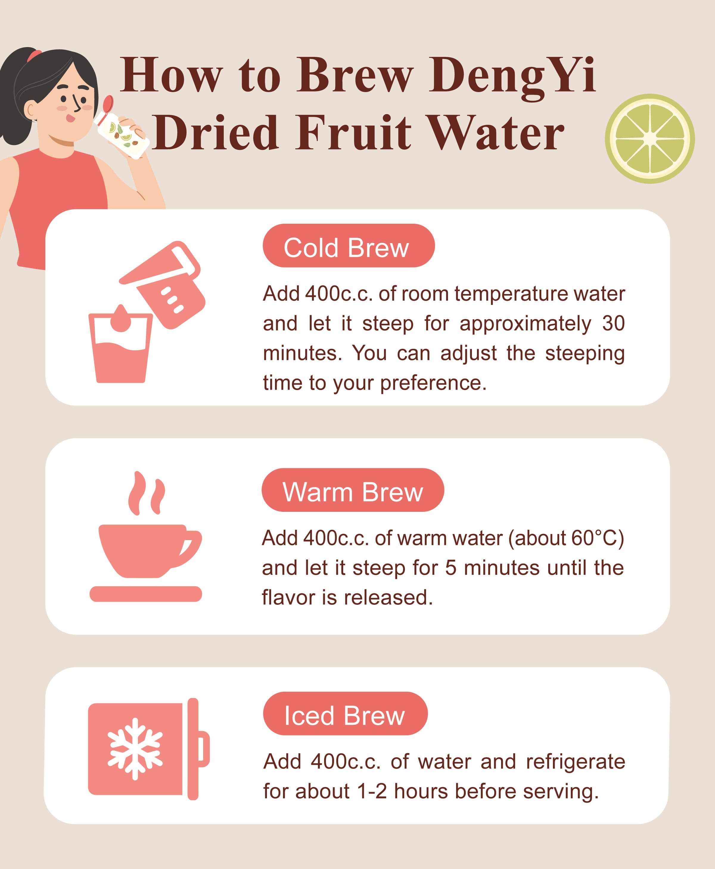 Dengyi Dried Fruit Water Brewing Instructions