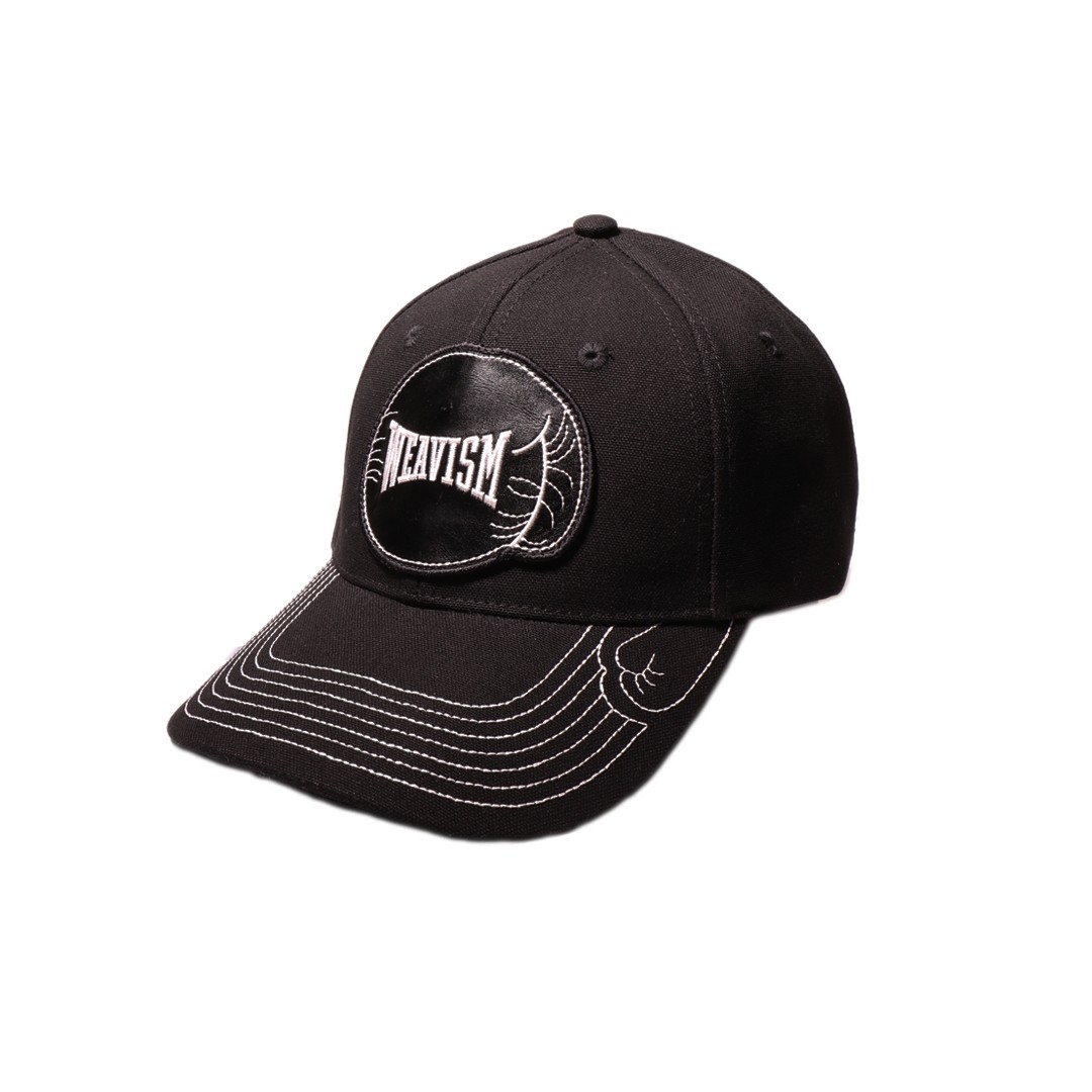 拳擊皮革刺繡帽-黑