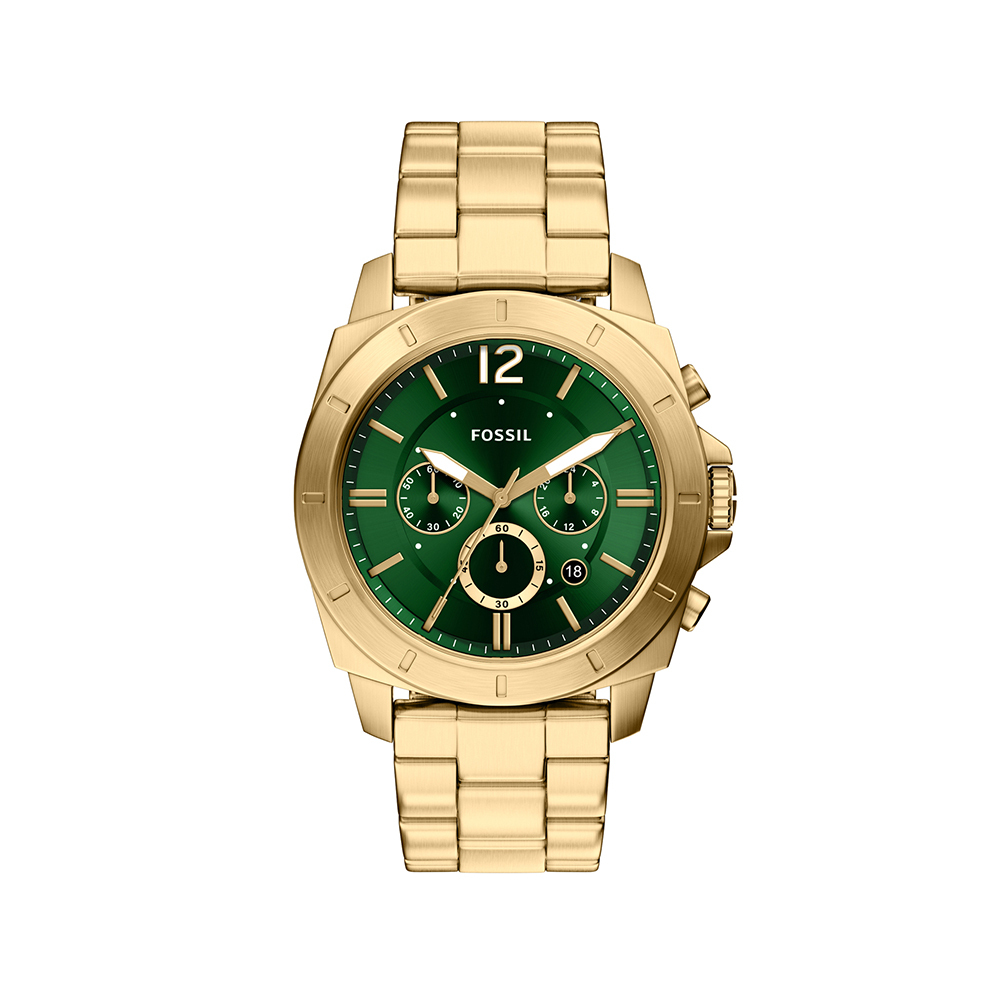 Privateer 開拓者綠金三眼手錶  金色不鏽鋼錶帶 45 MM BQM7123