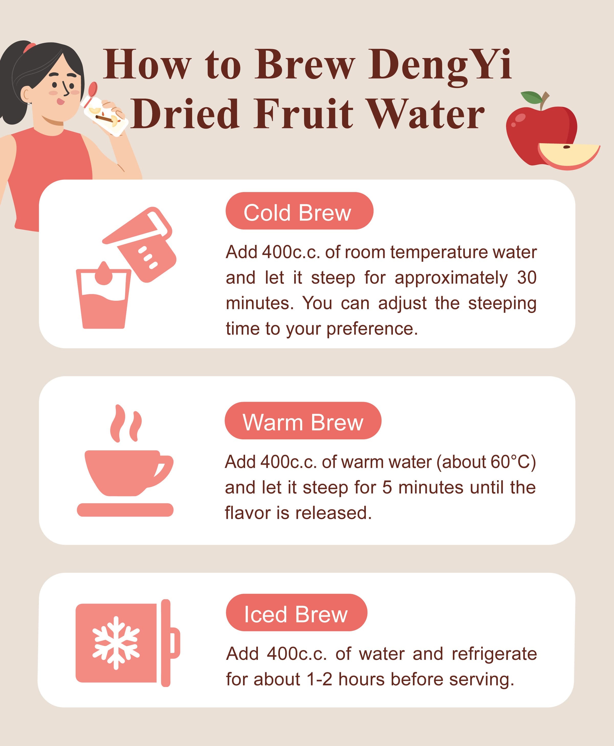 Dengyi Dried Fruit Water Brewing Instructions