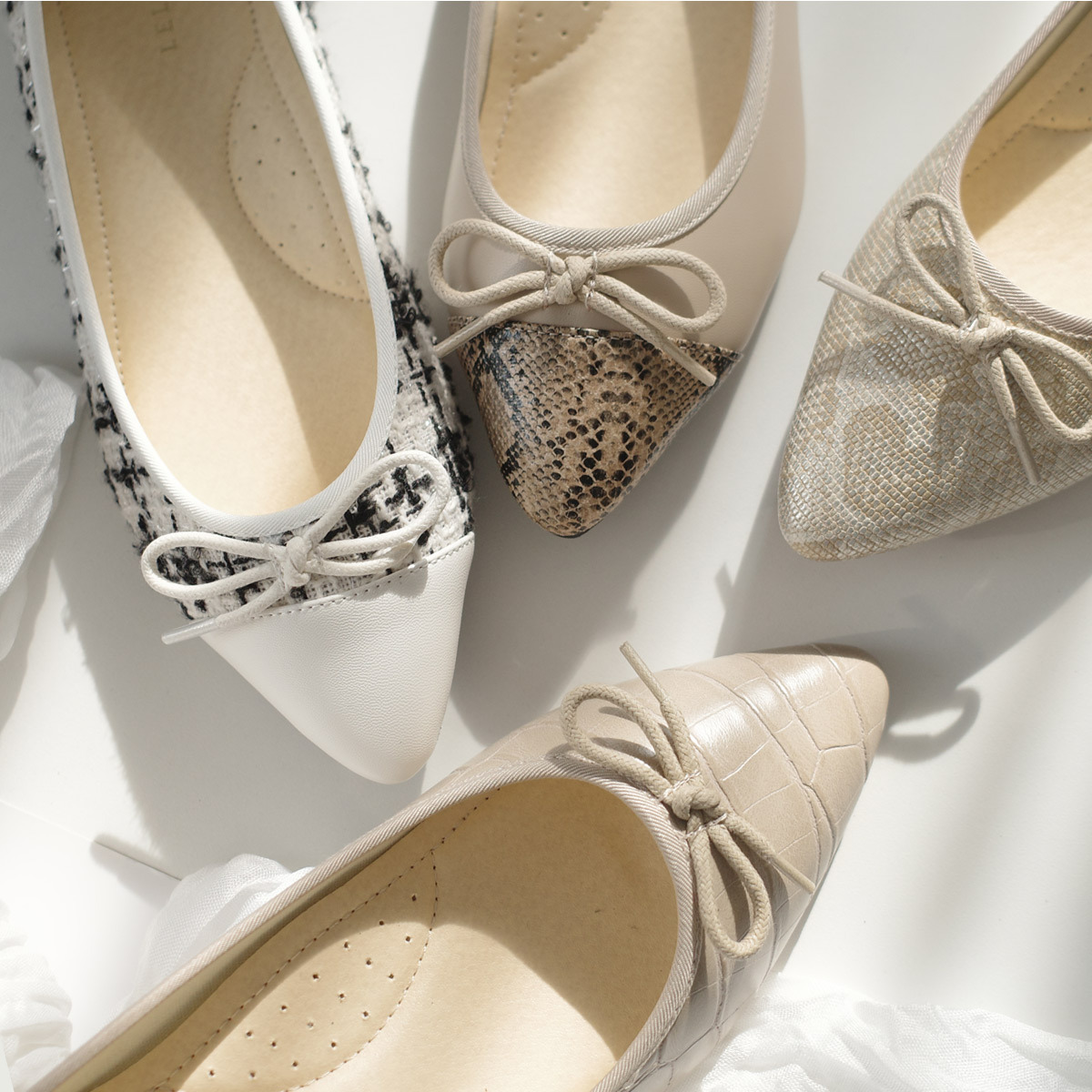 輕如羽毛 尖頭蝴蝶結芭蕾娃娃鞋｜春夏色【FX2015-1】