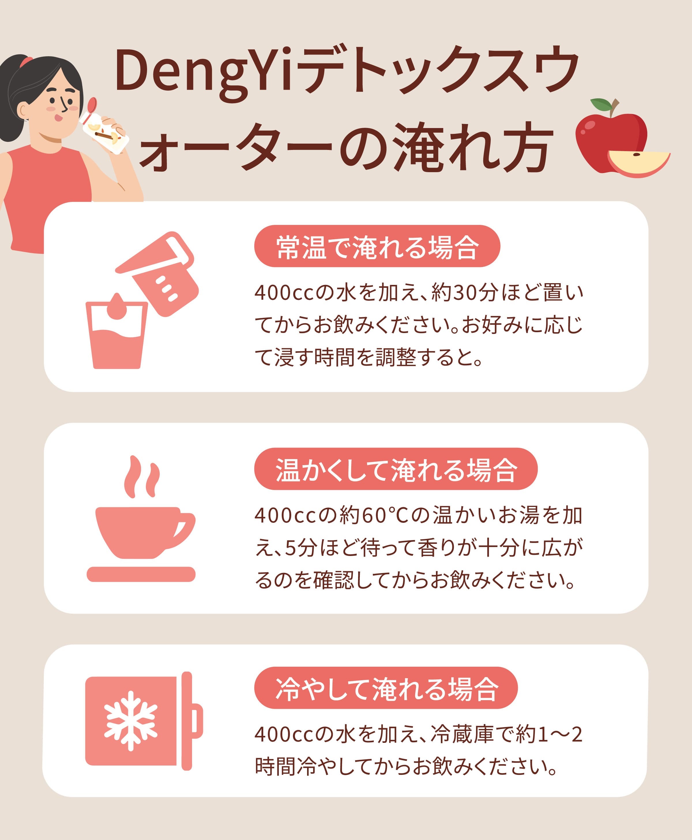 Dengyi デトックスウォーター(リンゴとクコの実) の淹れ方