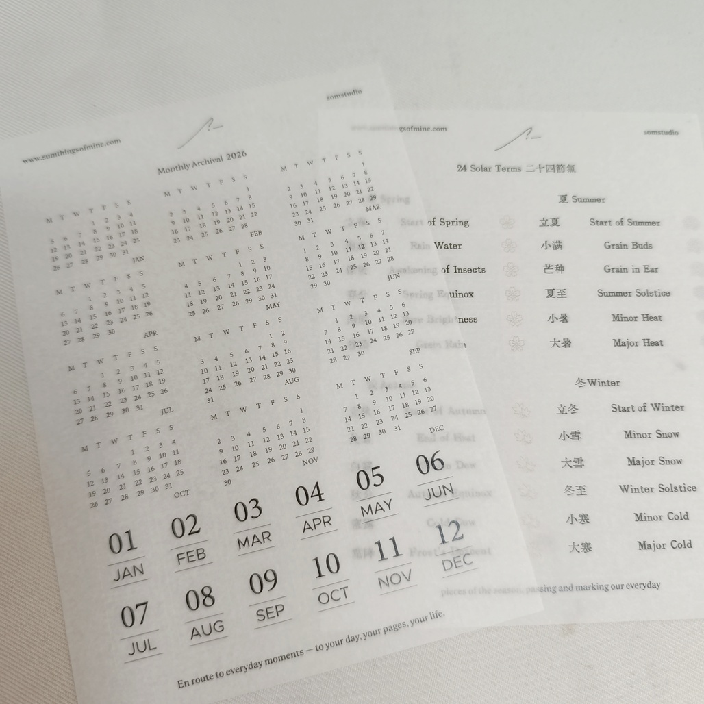 SOM．2026月曆/二十四節氣 和紙貼紙