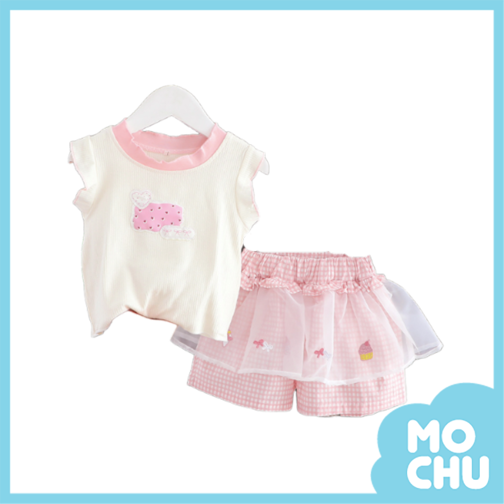 愛心拼接網紗褲套裝