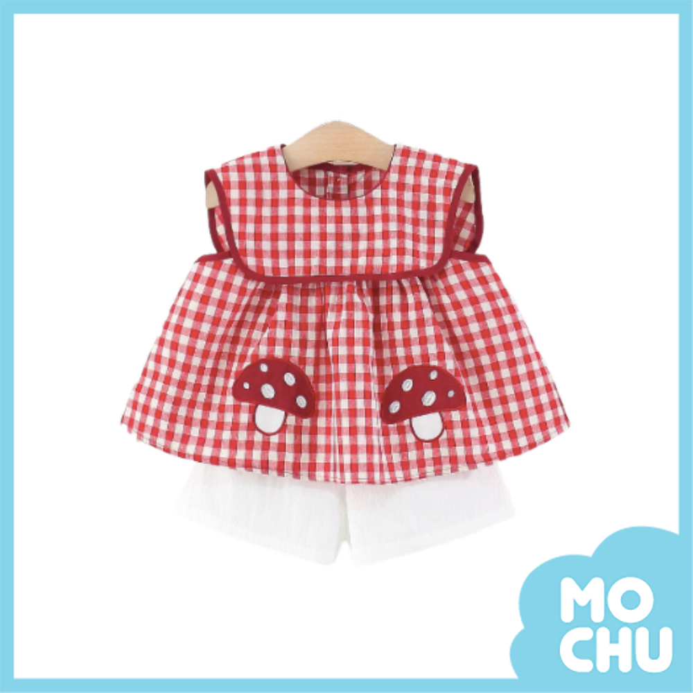 蘑菇格子娃娃領套裝(兩款)