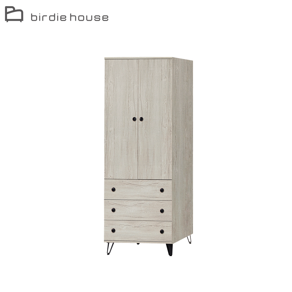 柏蒂家居-歐文2.6尺二門三抽隱藏式化妝台衣櫃/衣櫥