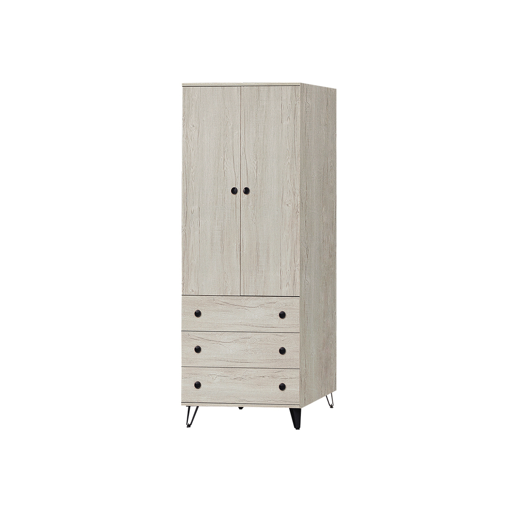 柏蒂家居-歐文2.6尺二門三抽隱藏式化妝台衣櫃/衣櫥