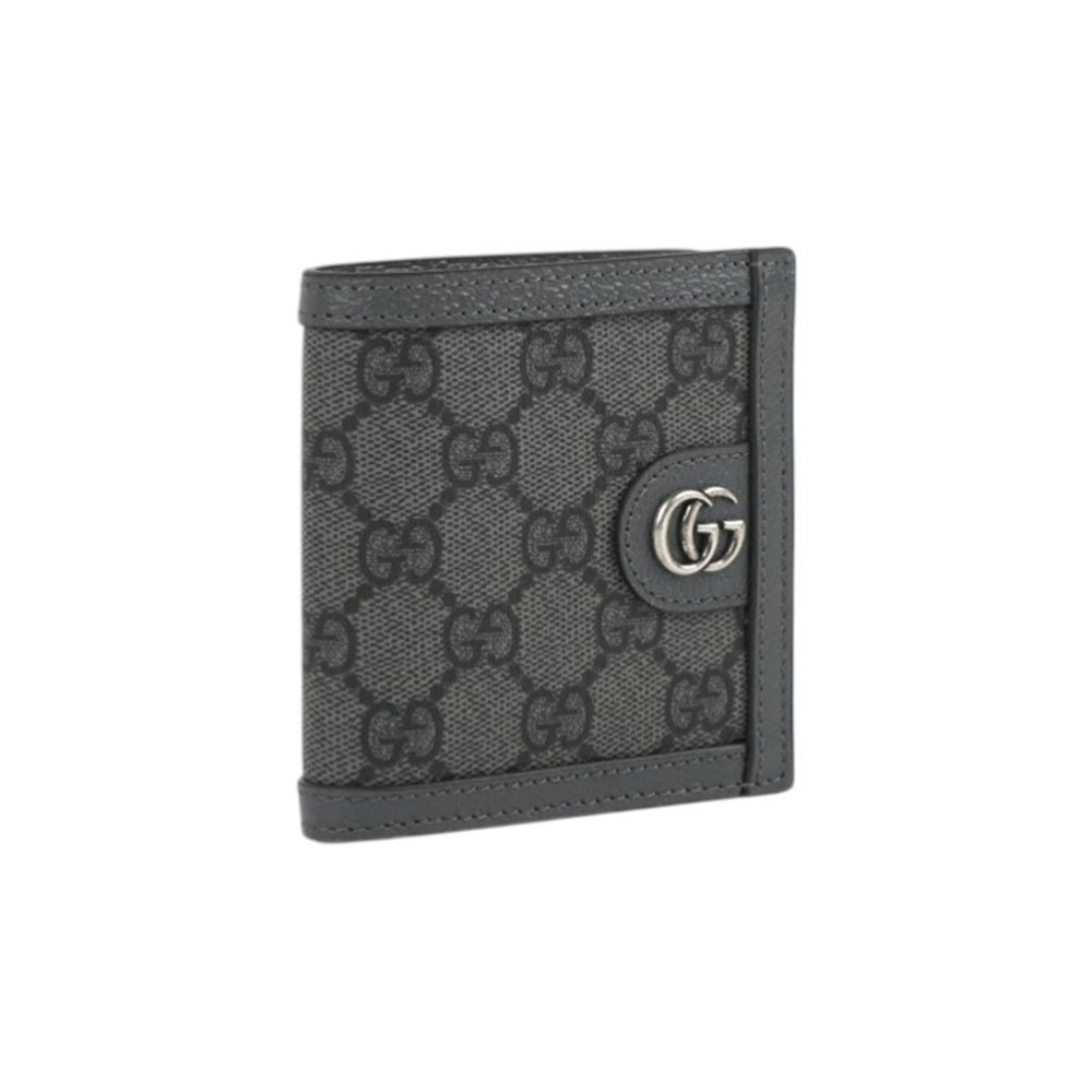 【GUCCI】Ophidia GG Supreme 短版對開6卡短夾(灰色)