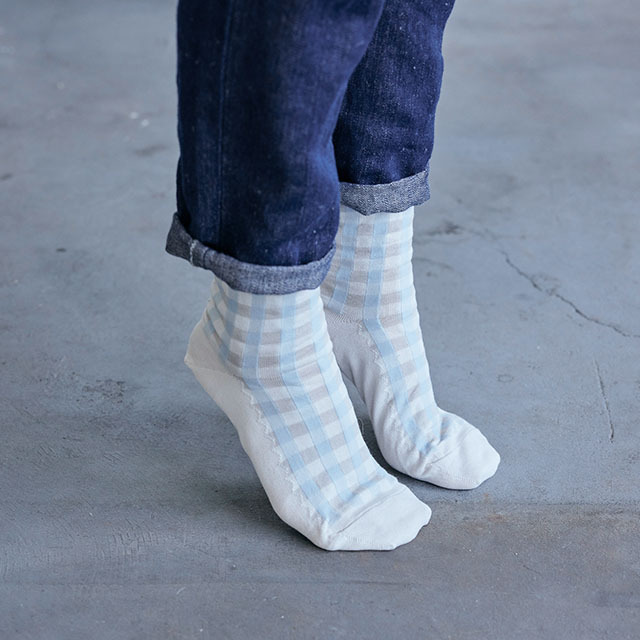 中川政七商店 - 不咬腳高針數benkei中筒襪  23-25cm / 灰