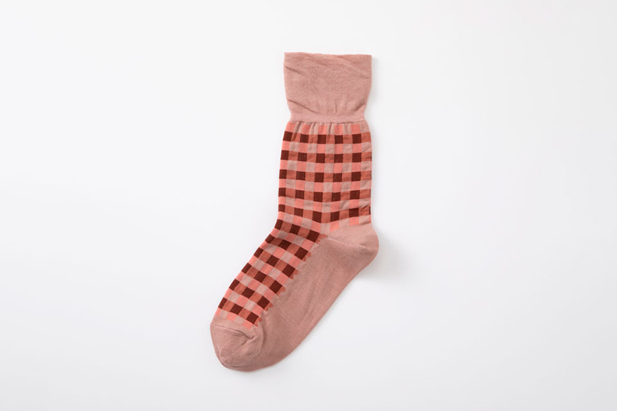 中川政七商店 - 不咬腳高針數benkei中筒襪  23-25cm / 石榴紅